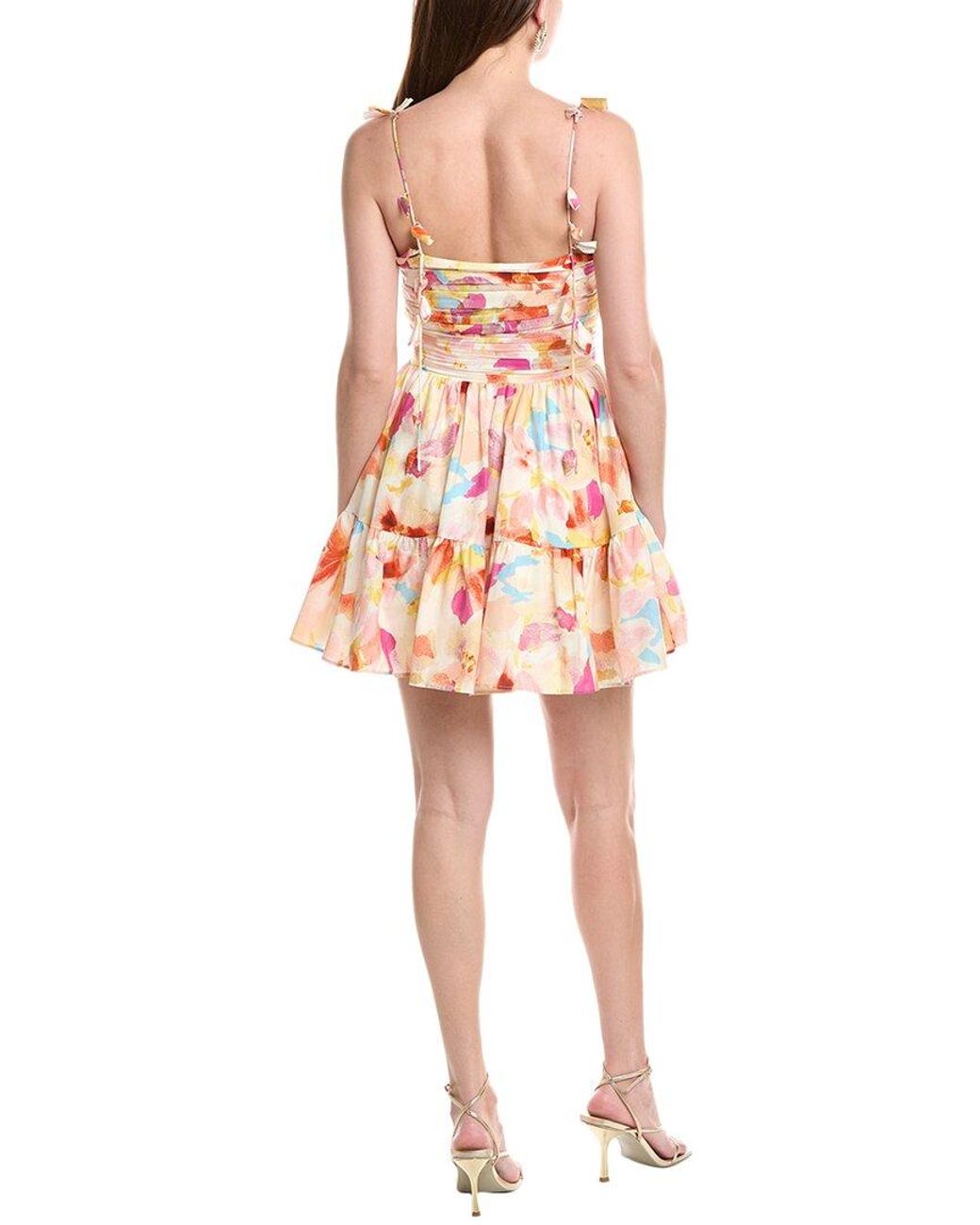 AMUR Red Amelie Silk-Blend Mini Dress