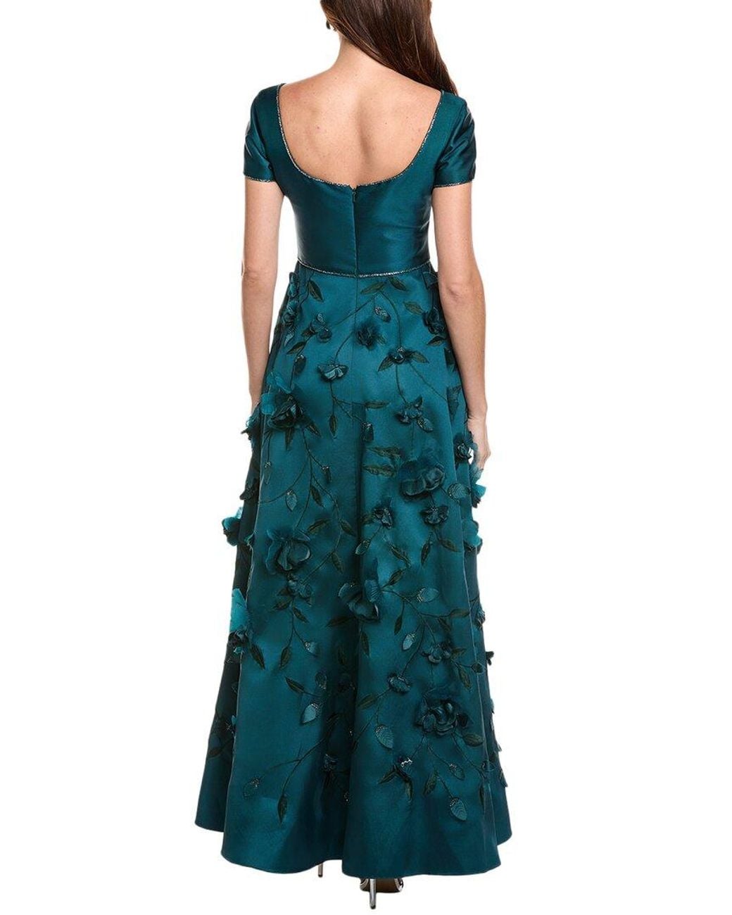 THEIA Green Selma 3D Flower Gown