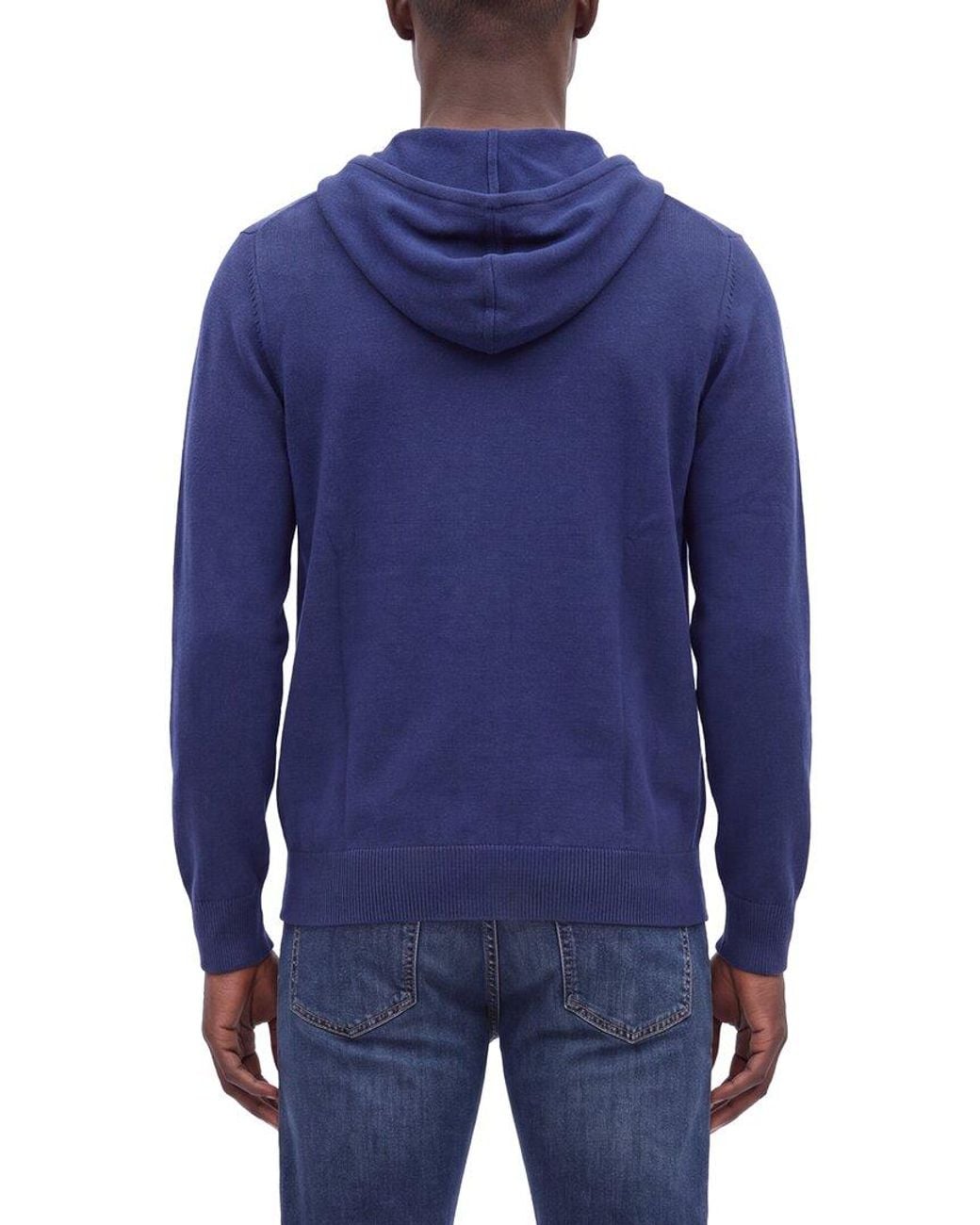 N.Peal Cashmere Blue 100% Cashmere Zip Hoodie for men