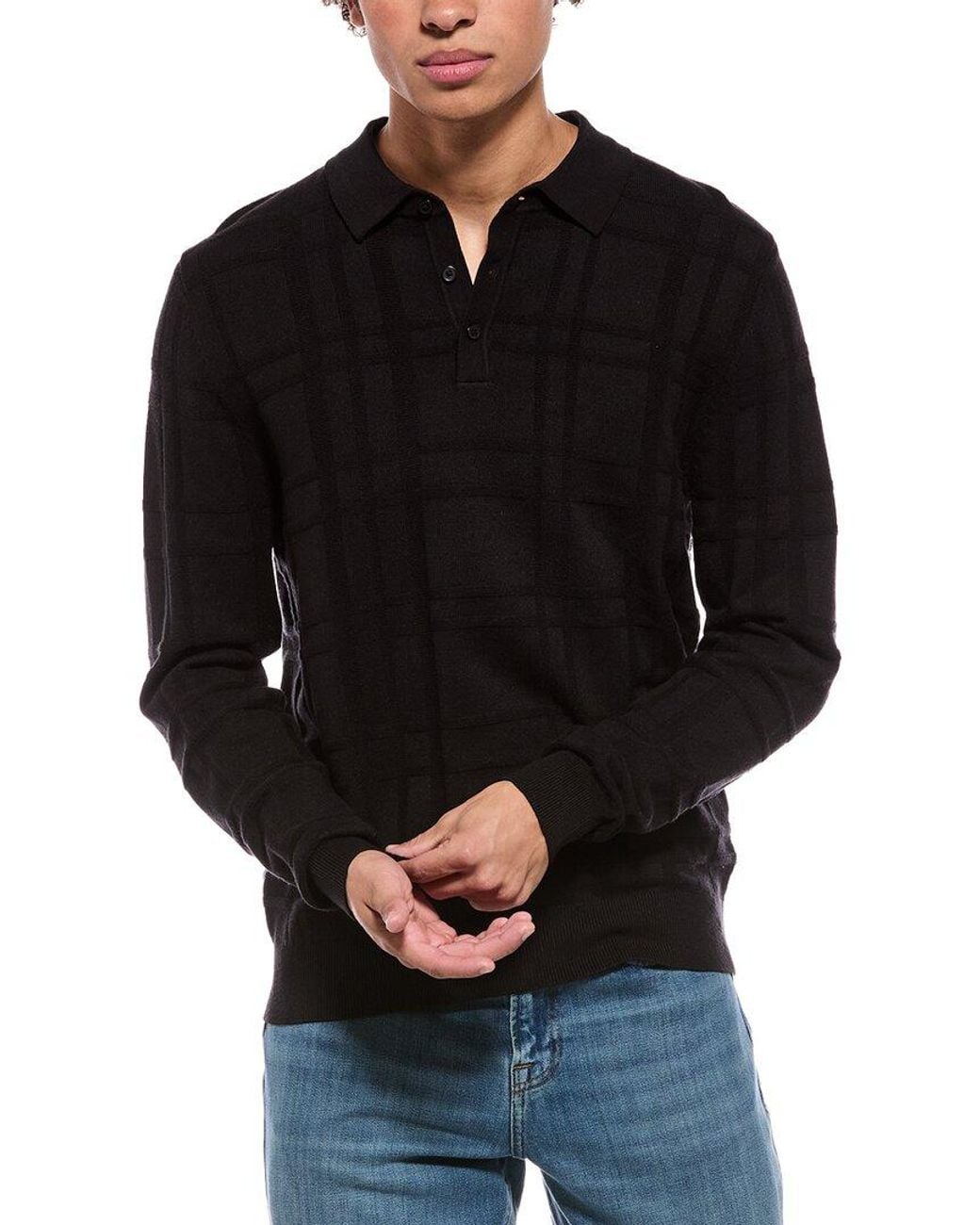 Point Zero Black Polo Sweater for men