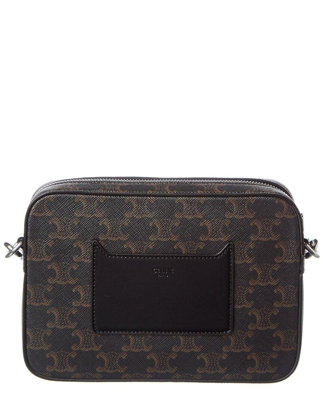 Céline Black Small Triomphe Canvas & Leather Crossbody