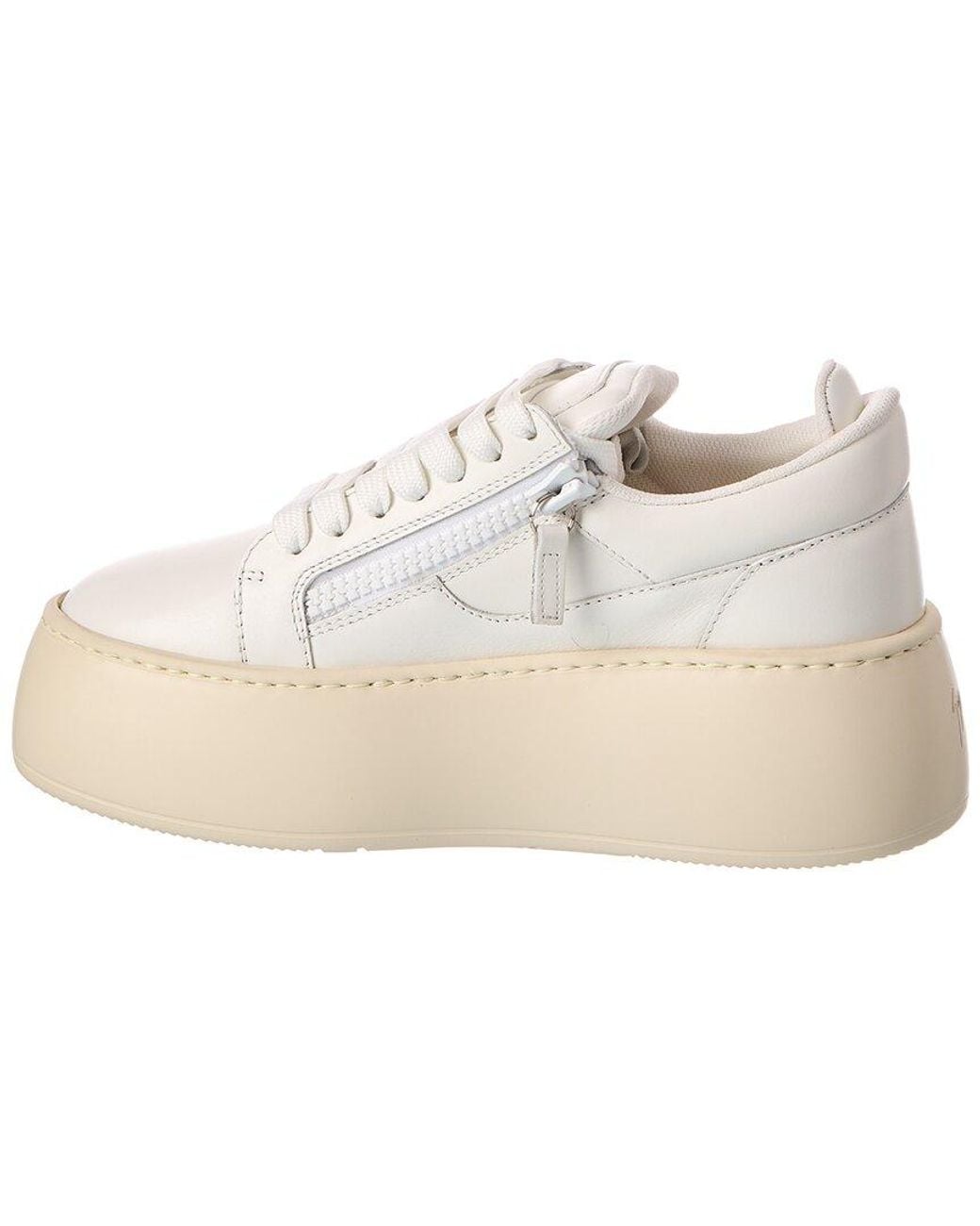 Giuseppe Zanotti White Alma Leather Platform Sneaker
