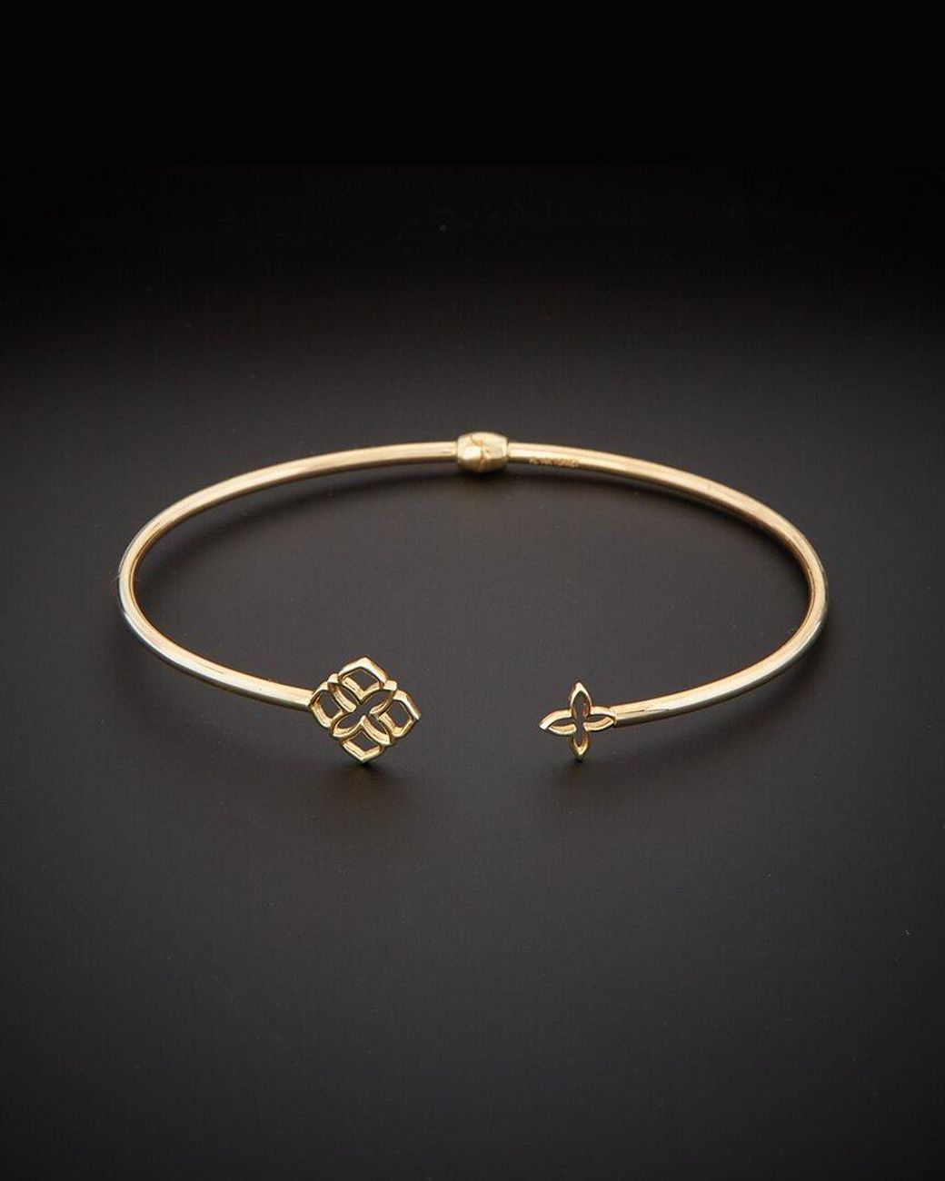 Italian Gold Black 14k Clover Bangle Bracelet