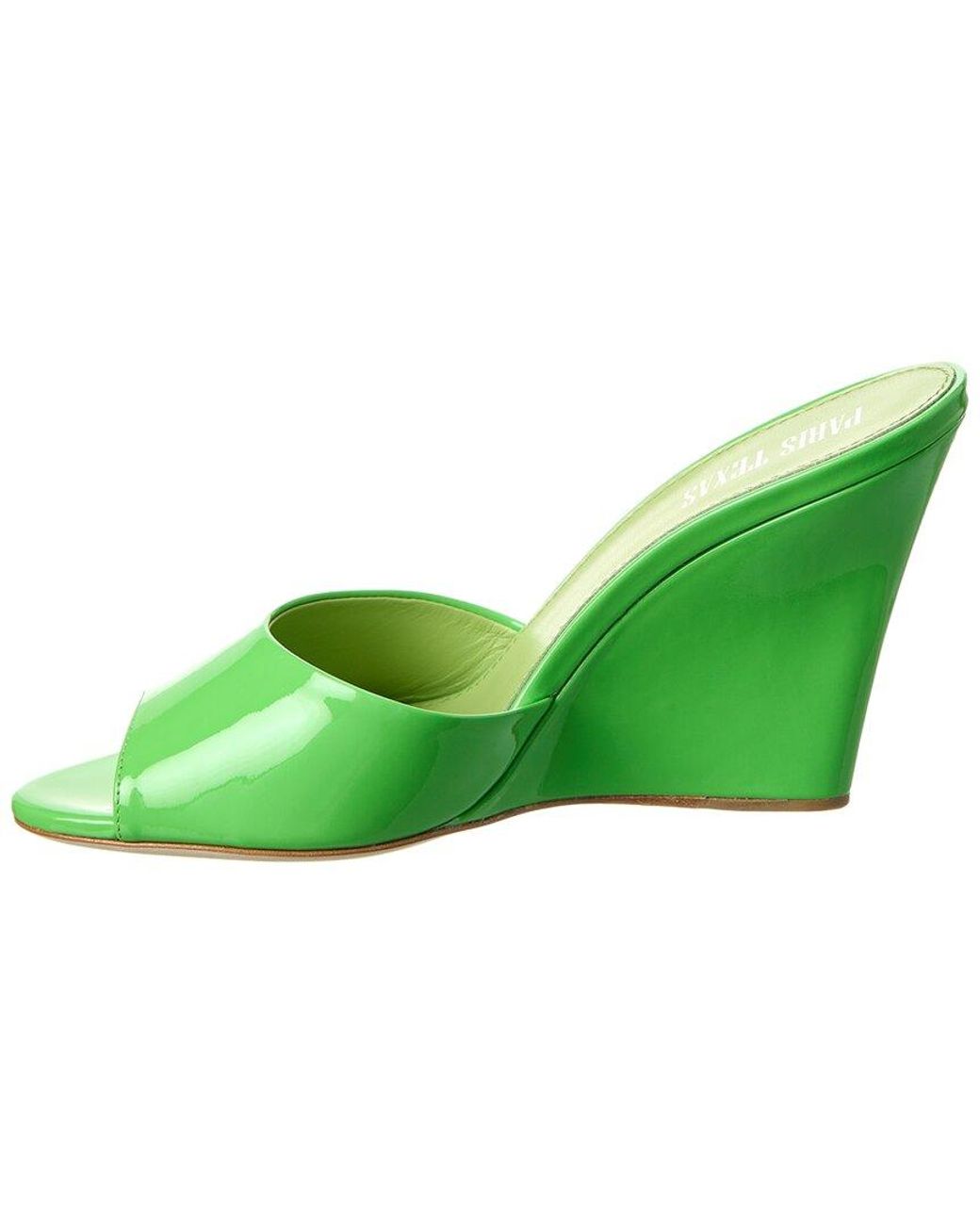 Paris Texas Green Wanda Patent Wedge Sandal