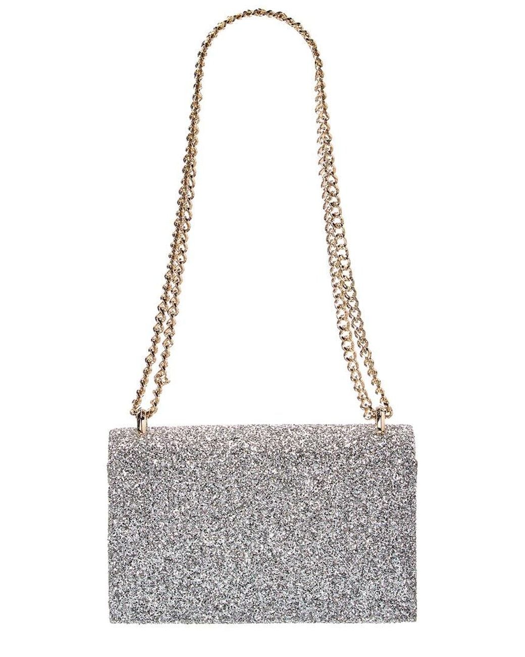 Jimmy Choo White Bohemia Glitter Shoulder Bag