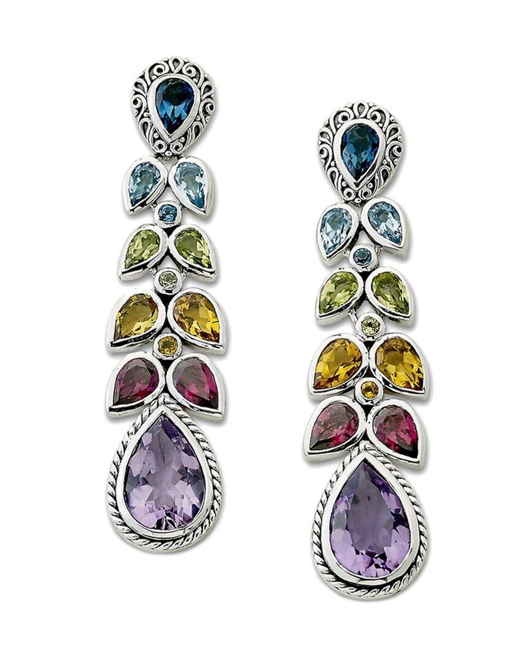 Samuel B. White Silver 11.15 Ct. Tw. Gemstone Drop Earrings