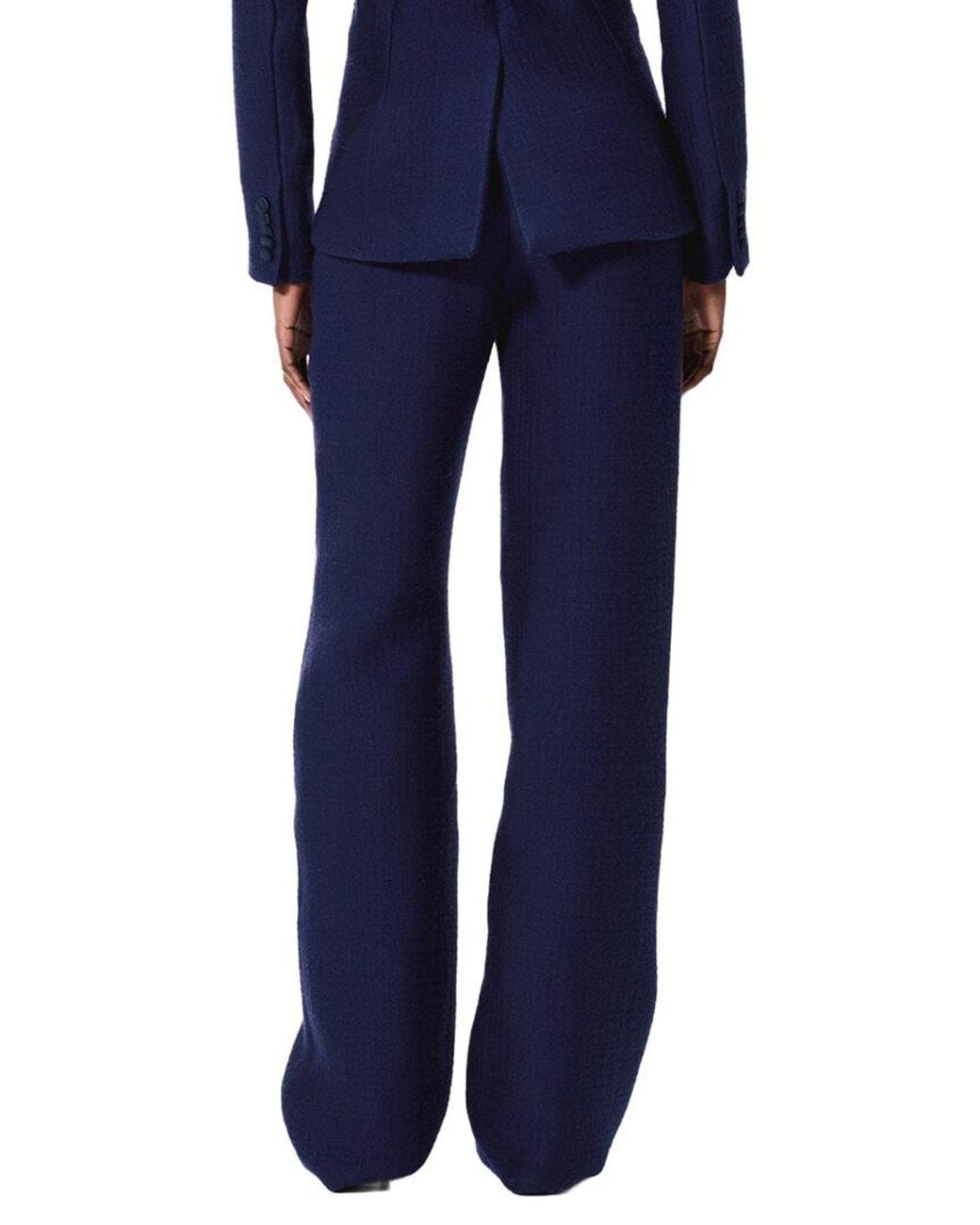Adam Lippes Blue Full Leg Wool & Silk-Blend Trouser