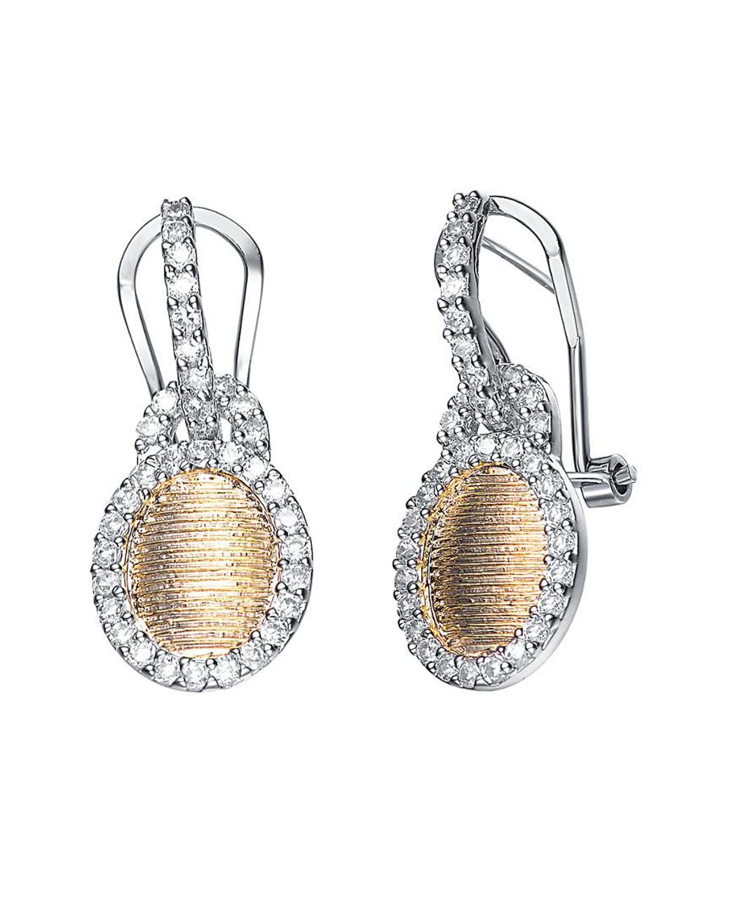 Genevive Jewelry White 14k Plated & Silver Cz Drop Earrings