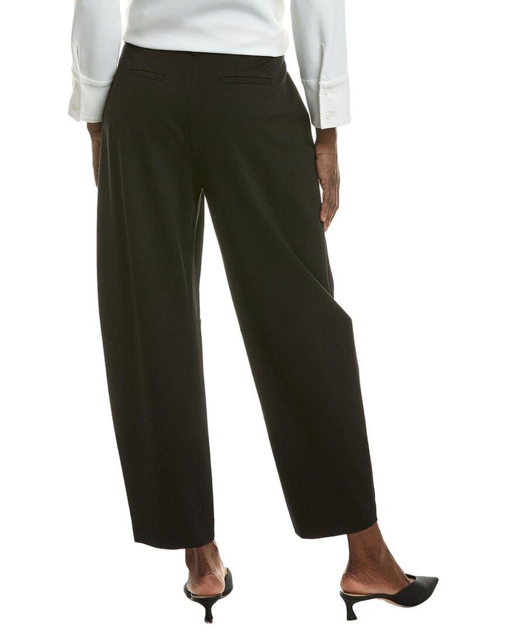 Anne Klein Black Slash Pocket Barrel Leg Pant