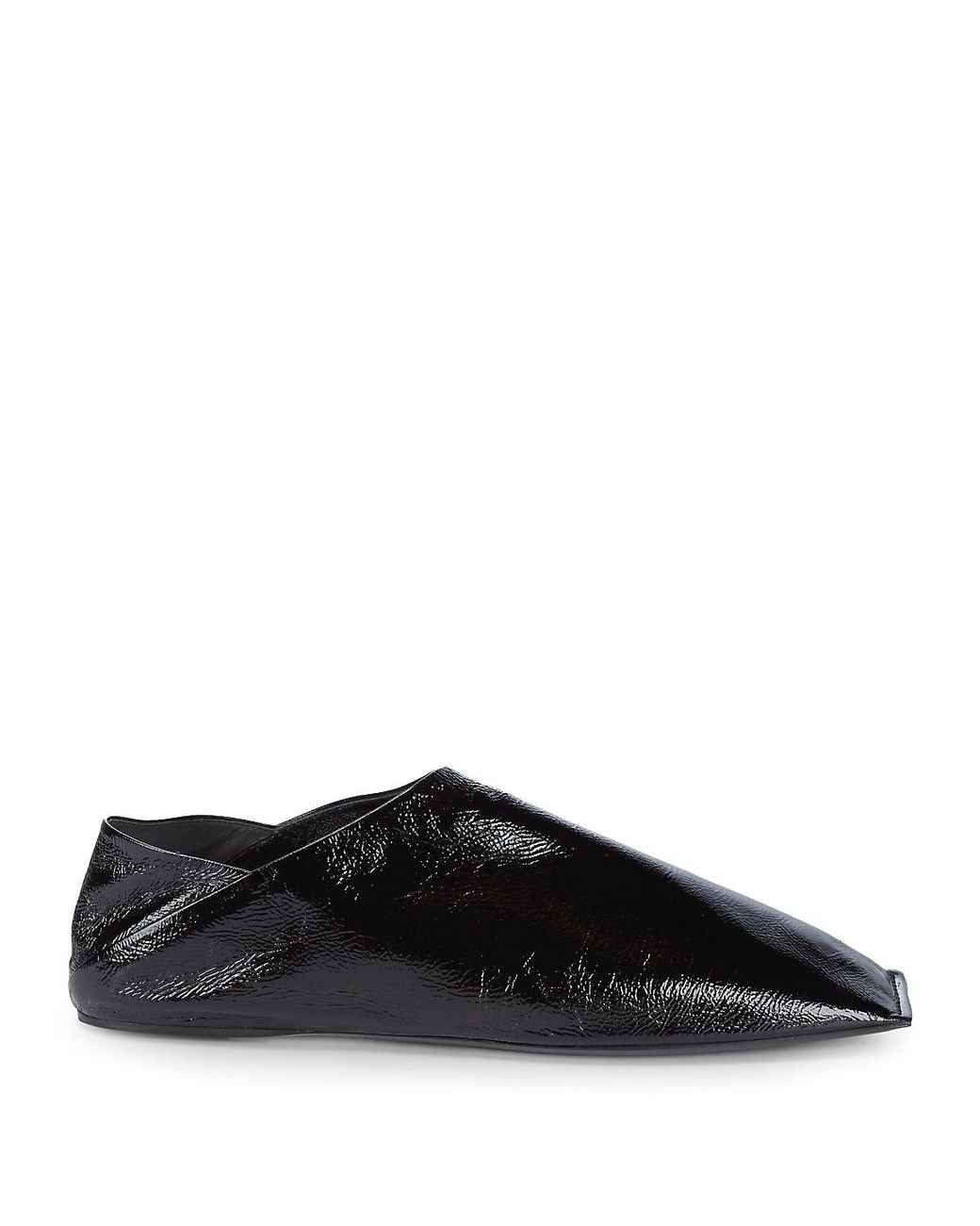 Balenciaga Square Toe Leather Flats in Black | Lyst