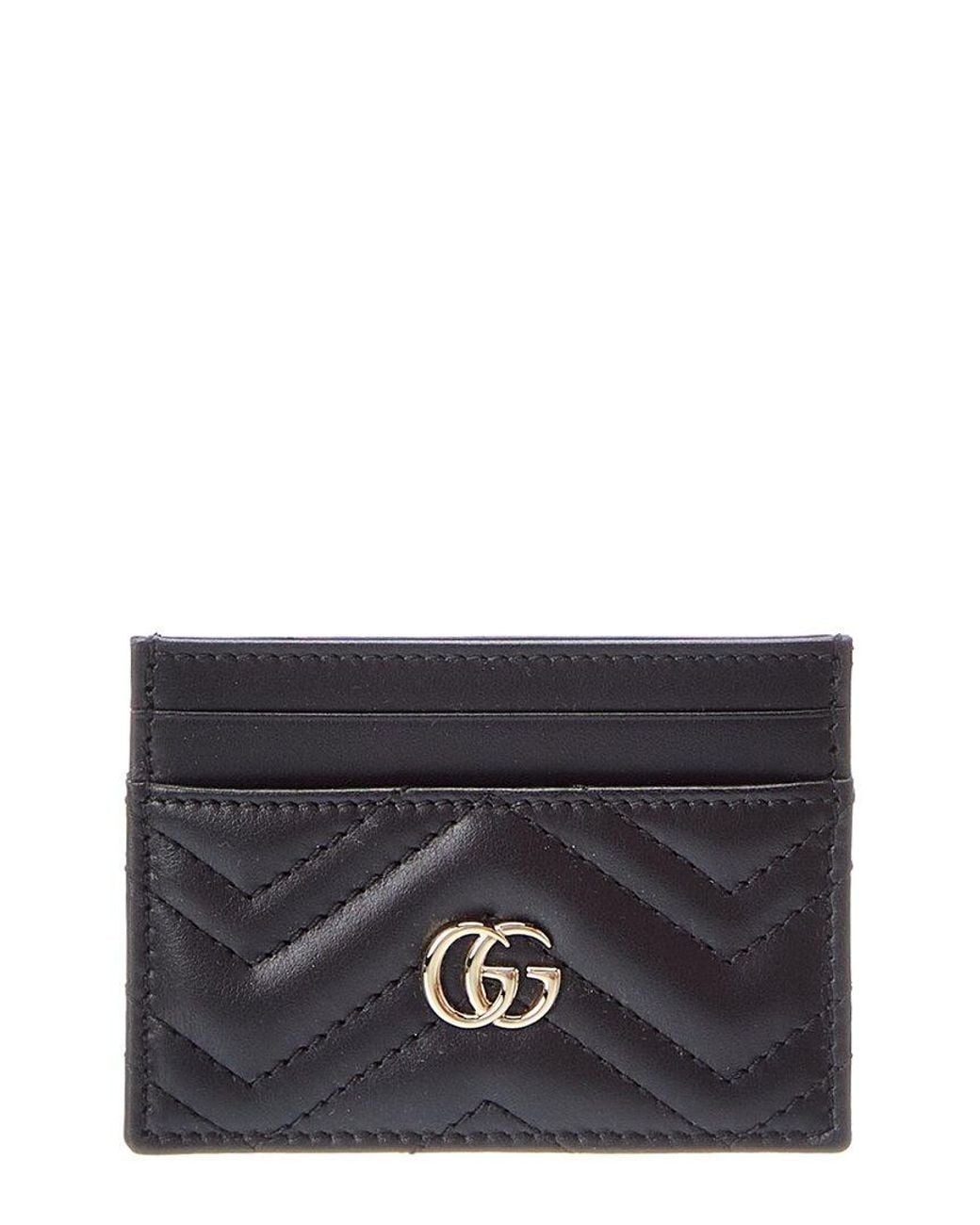 Gucci Black Gg Marmont Leather Card Case