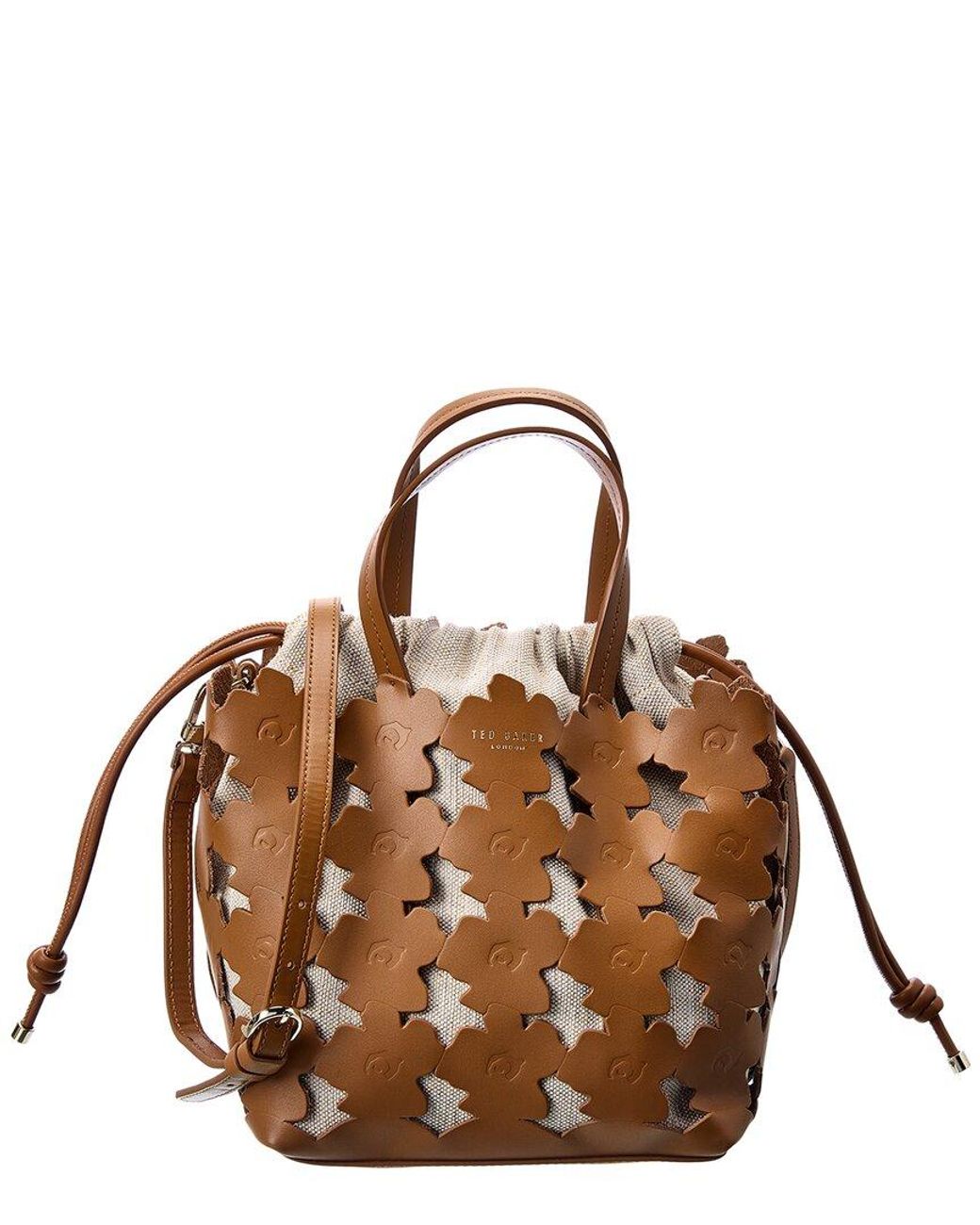 Ted Baker Florean Flower Laser Cut Detail Canvas & Leather Tote in