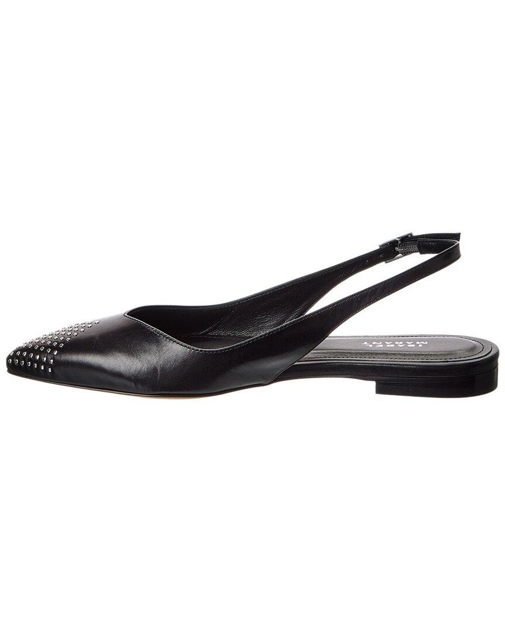 Isabel Marant Black Branee Leather Slingback Ballet Flat