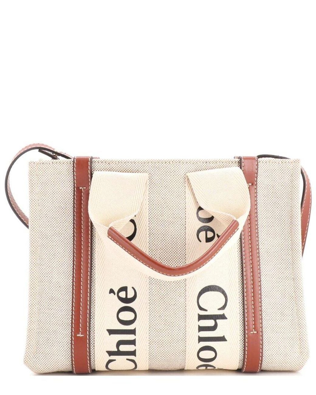Chloé Pink Canvas & Leather Woody Convertible Tote Small (Authentic Pre- Loved)