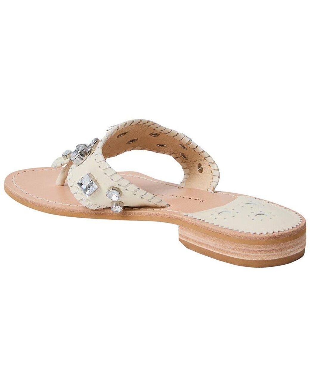 Jack Rogers White Jacks Jeweled Leather Sandal