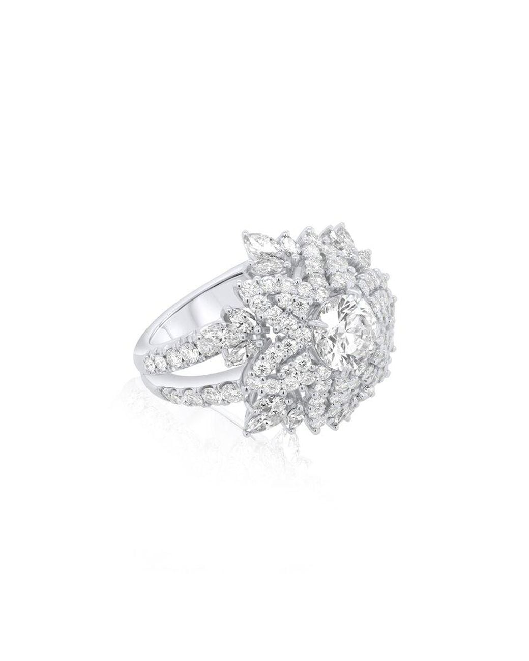 Diana M Multicolor Fine Jewelry White Gold 4.54 Ct. Tw. Diamond Half-set Ring