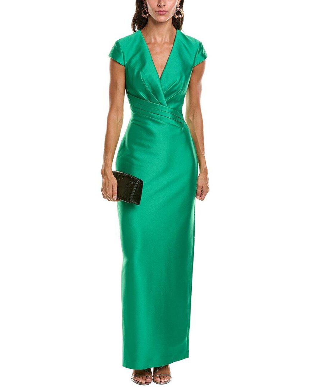 Badgley Mischka Green Cap Sleeve Gown