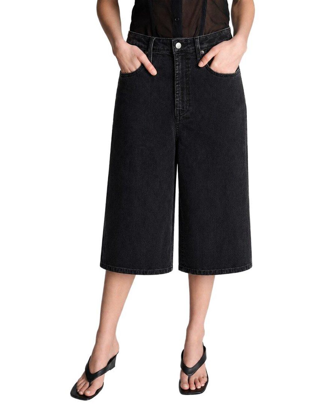 Kenneth Cole Black High Rise Fly Front Culotte Short