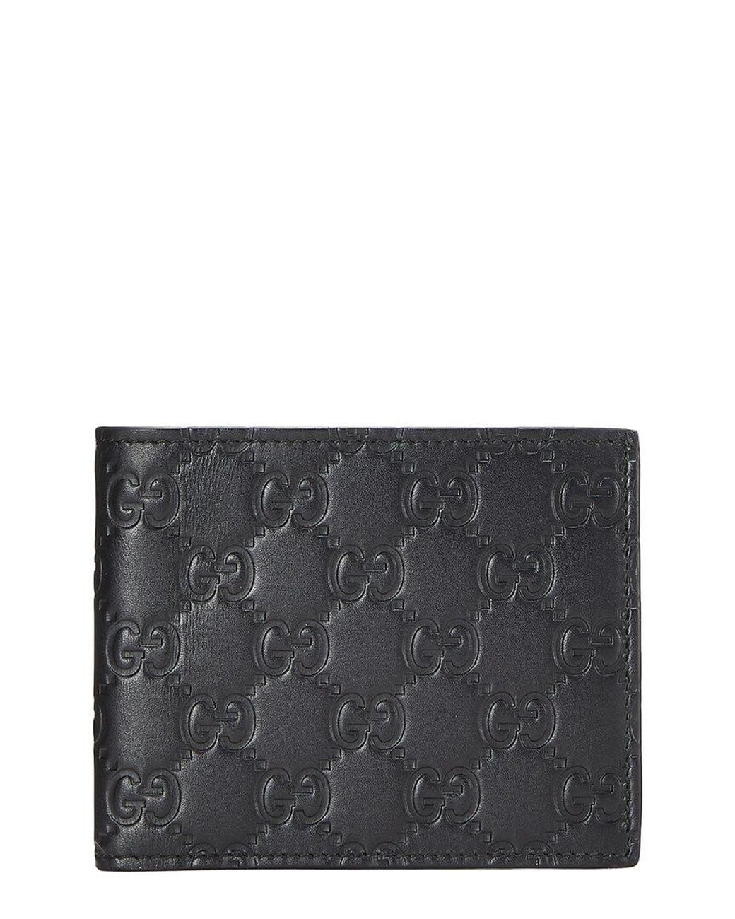 Gucci Gray Black Ssima Leather Ssima Bi-fold Wallet (authentic Pre-loved)