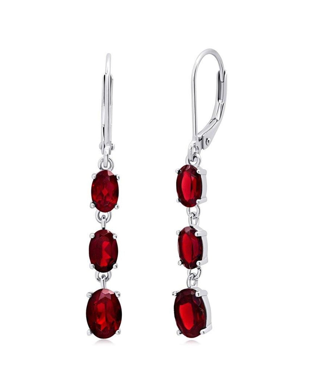 MaxColor White 2.50 Ct. Tw. Garnet Dangle Earrings