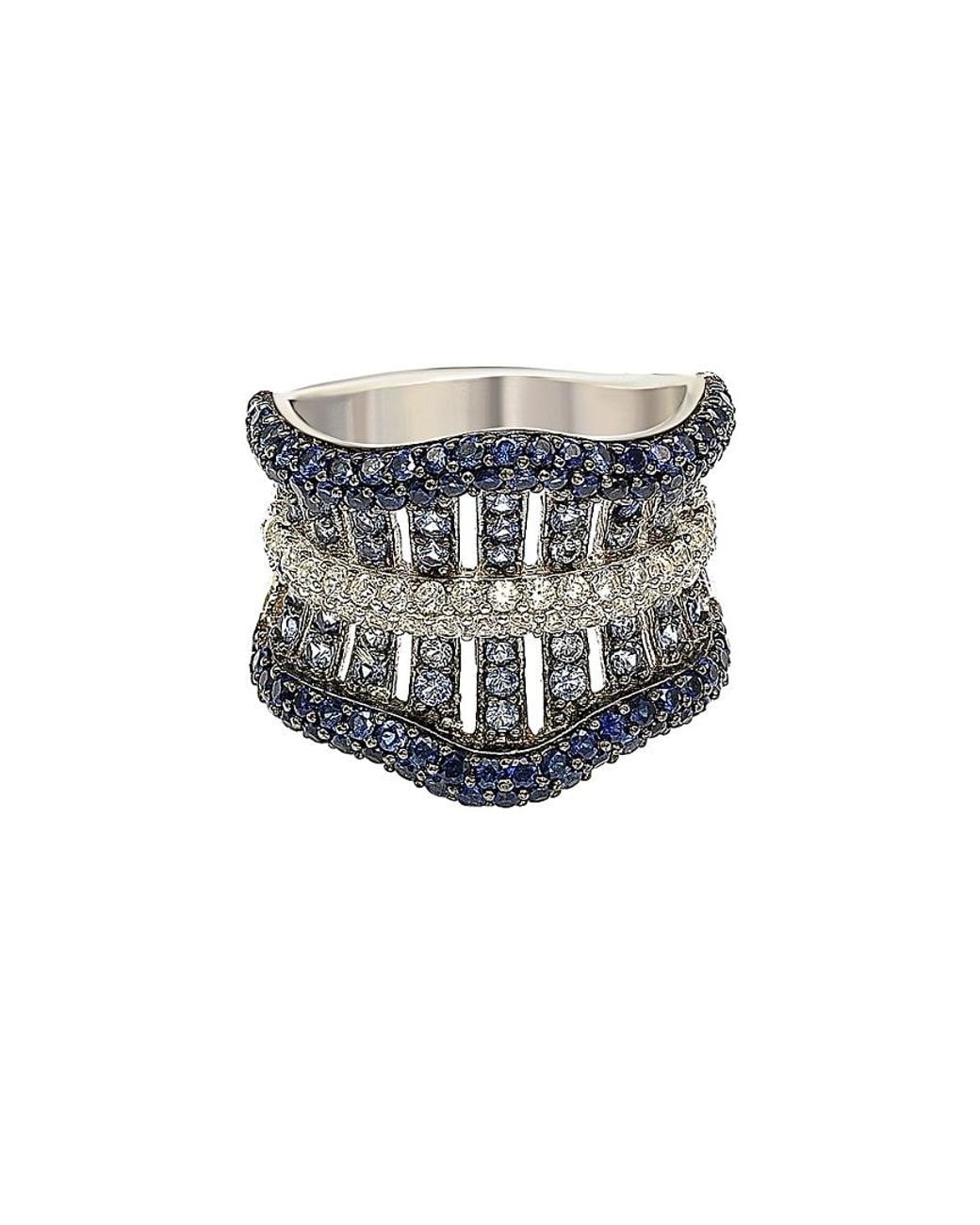 Suzy Levian Gray Silver 3.55 Ct. Tw. Sapphire Ring
