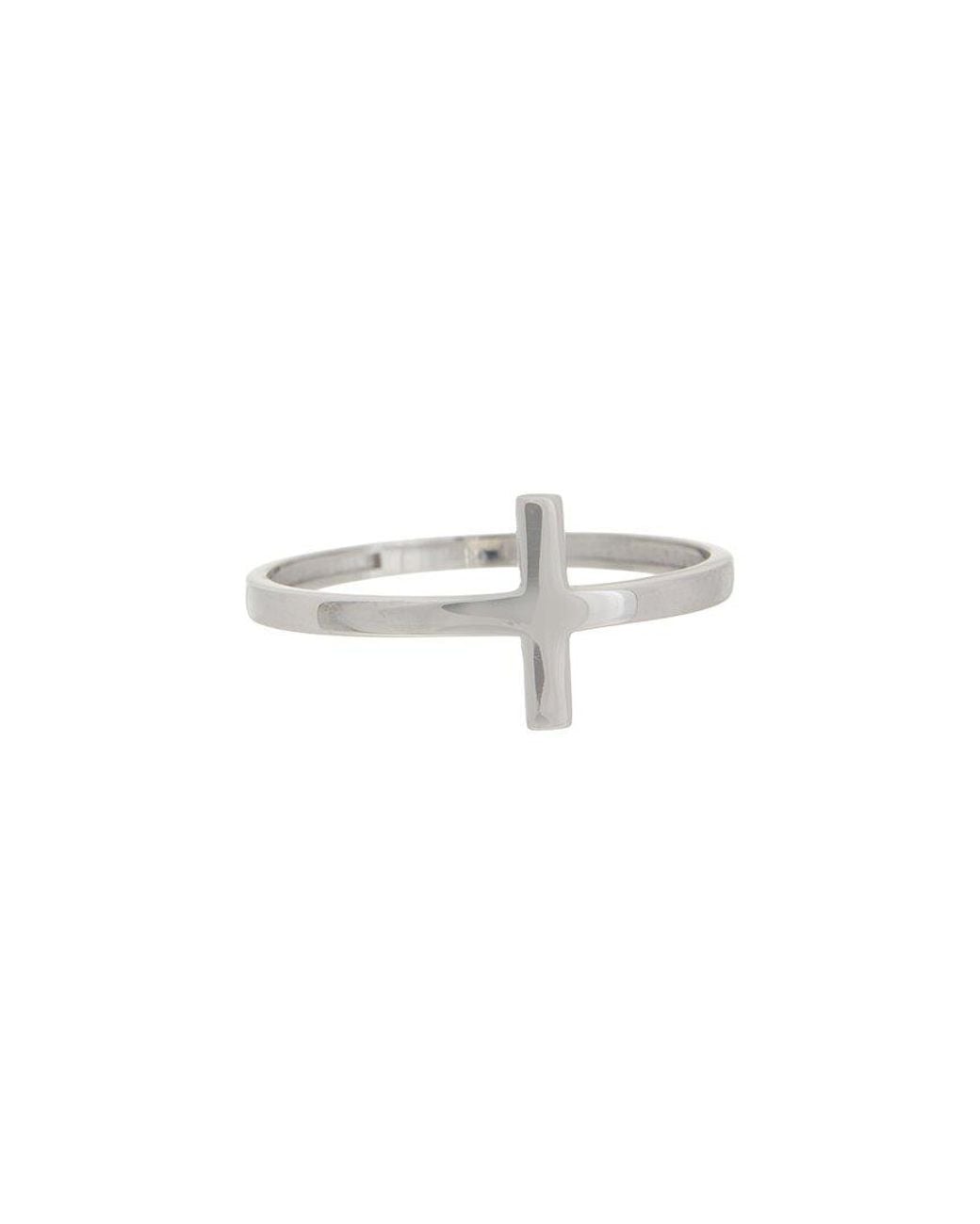 Italian Gold White 10K Cross Ring