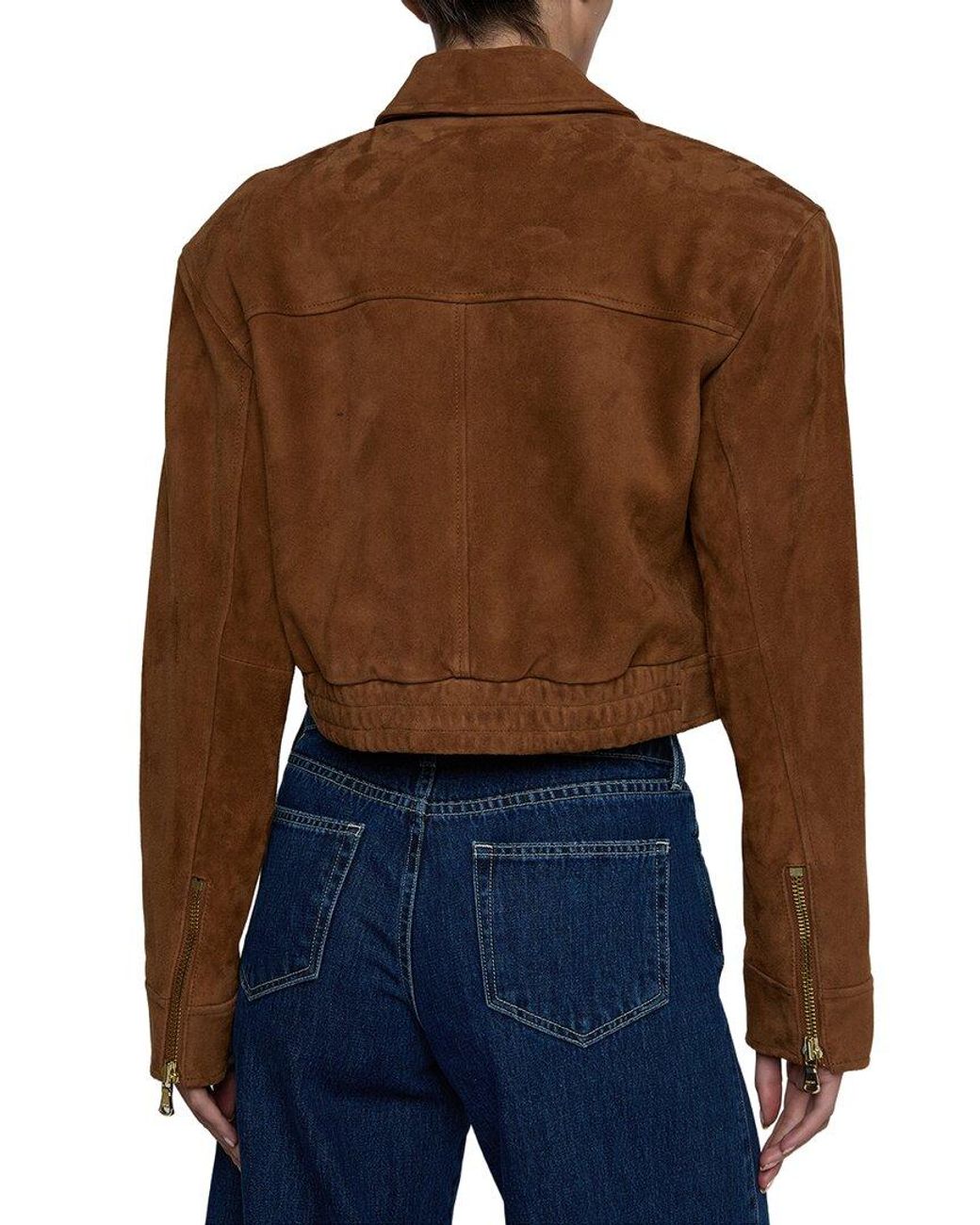 L'Agence Brown Micah Oversized Collared Suede Jacket