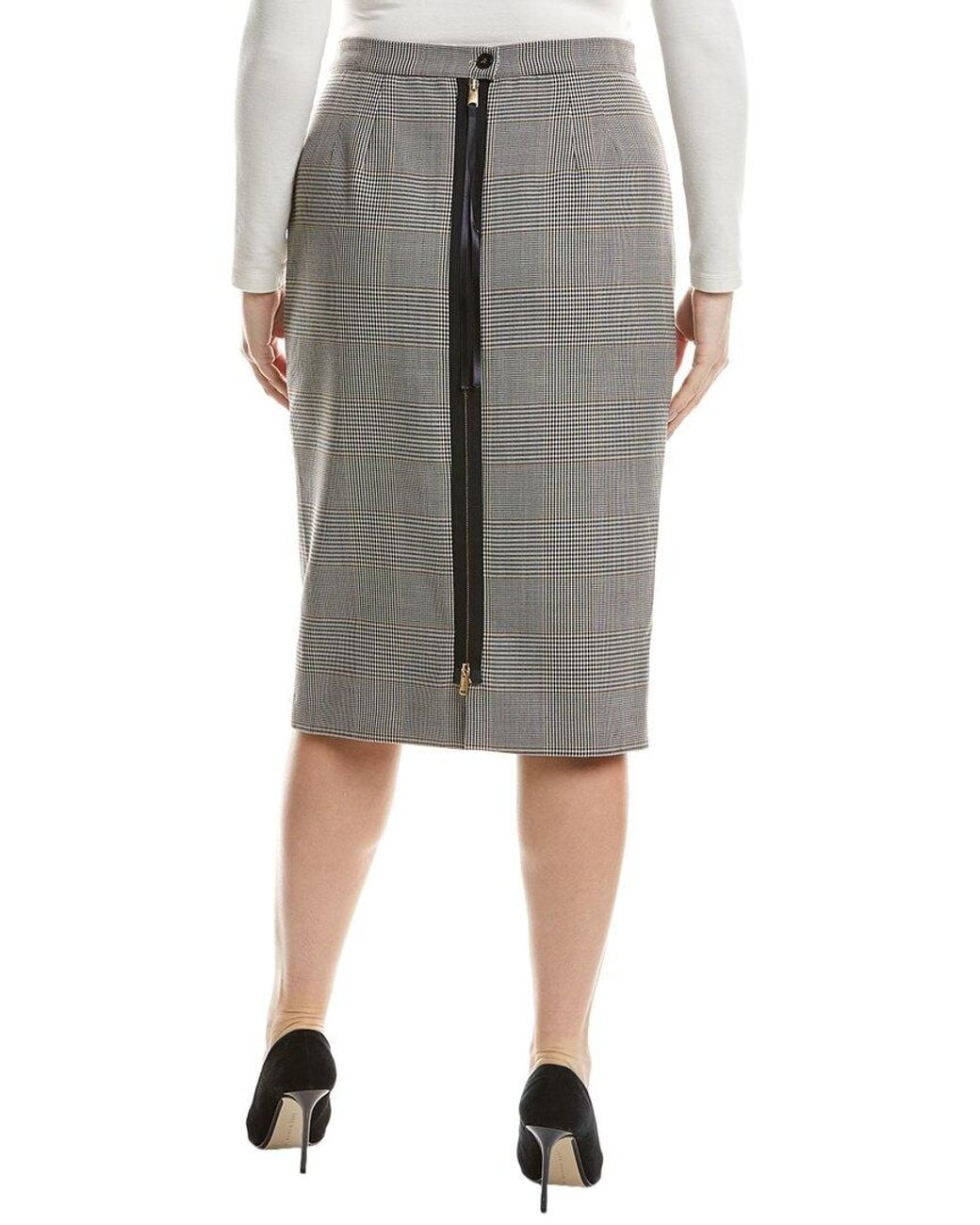 Marina Rinaldi Gray Cannes Wool-Blend Skirt