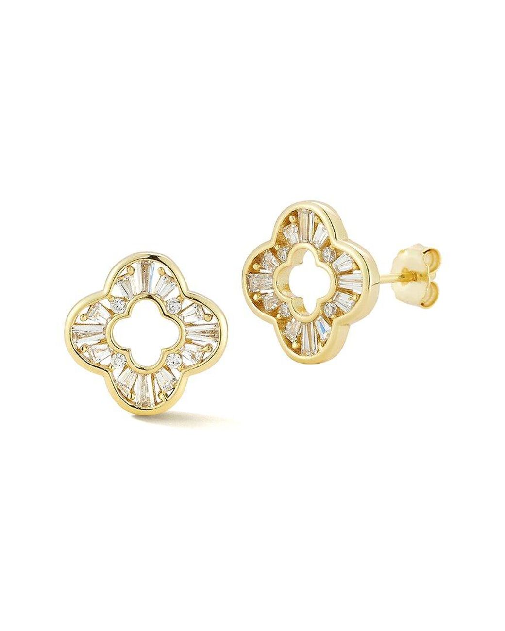 Glaze Jewelry Metallic 14K Plated Cz Open Clover Earrings