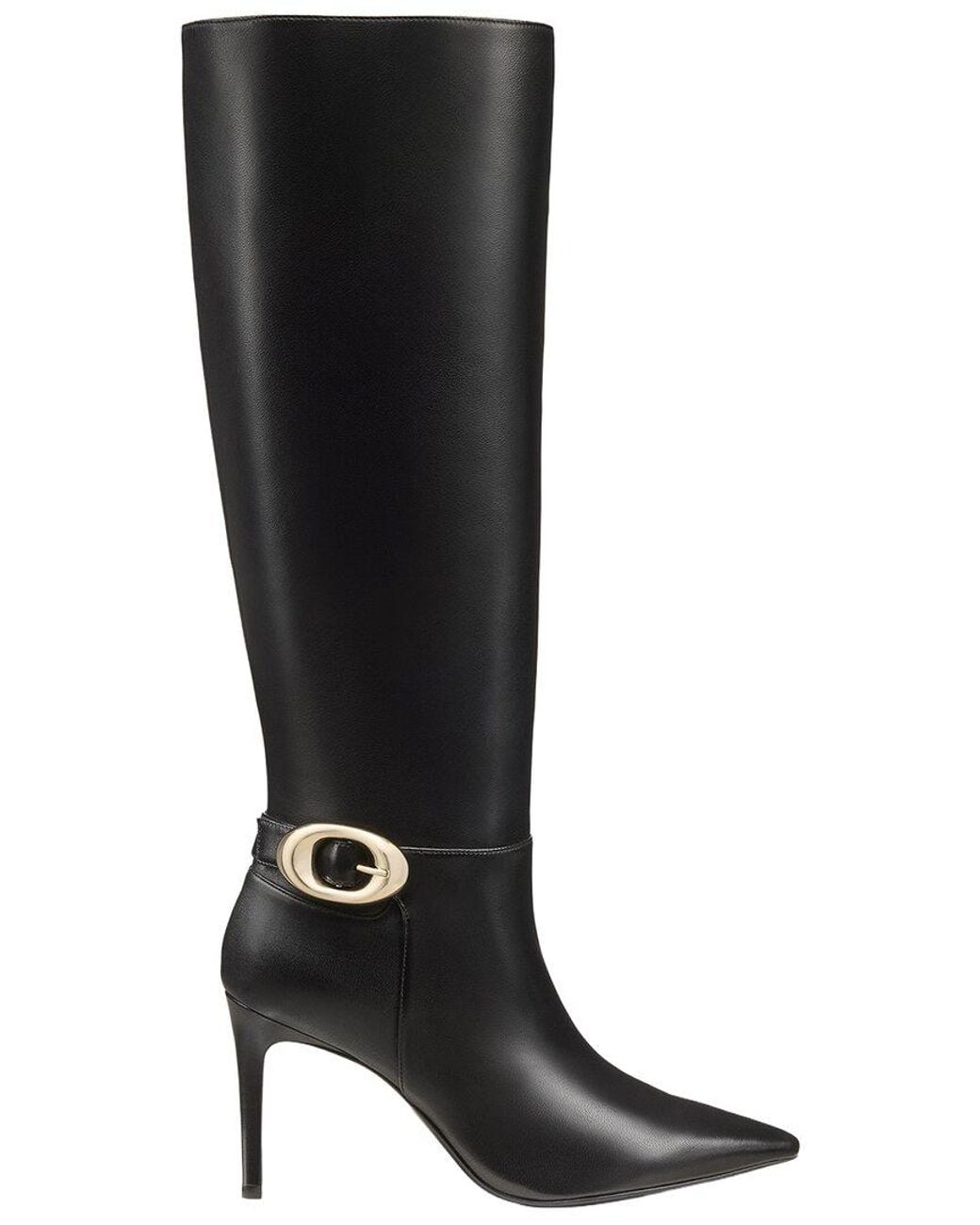 Stuart Weitzman Black Stuart Power Buckle Leather Boot