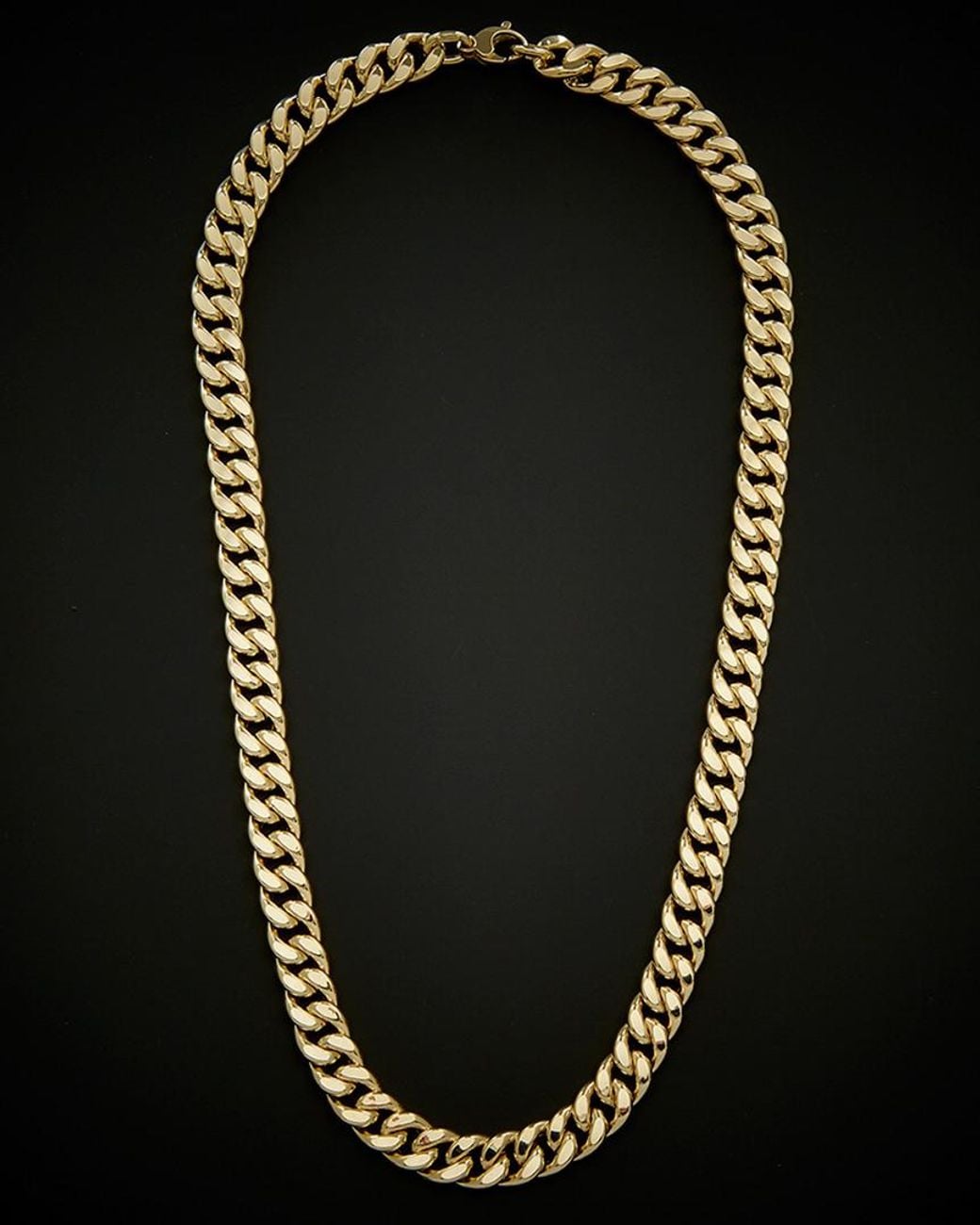 Italian Gold Black 14k Semi Solid Curb Link Necklace for men
