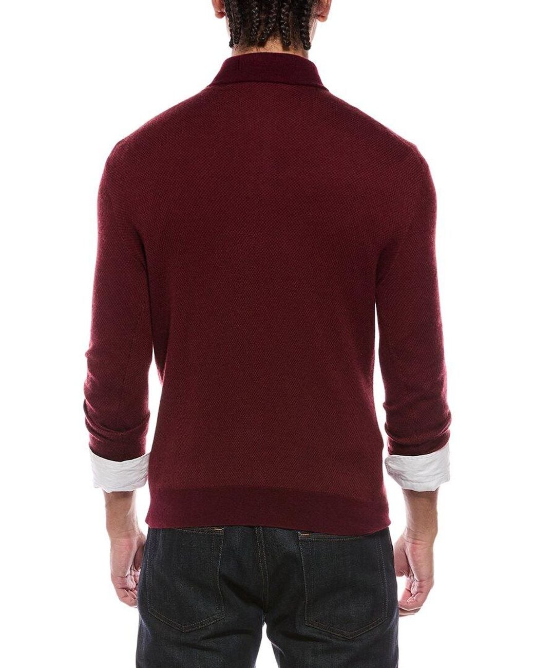 N.Peal Cashmere Red Regent Birdseye 1/2-Zip Cashmere & Silk-Blend Mock Neck Sweater for men