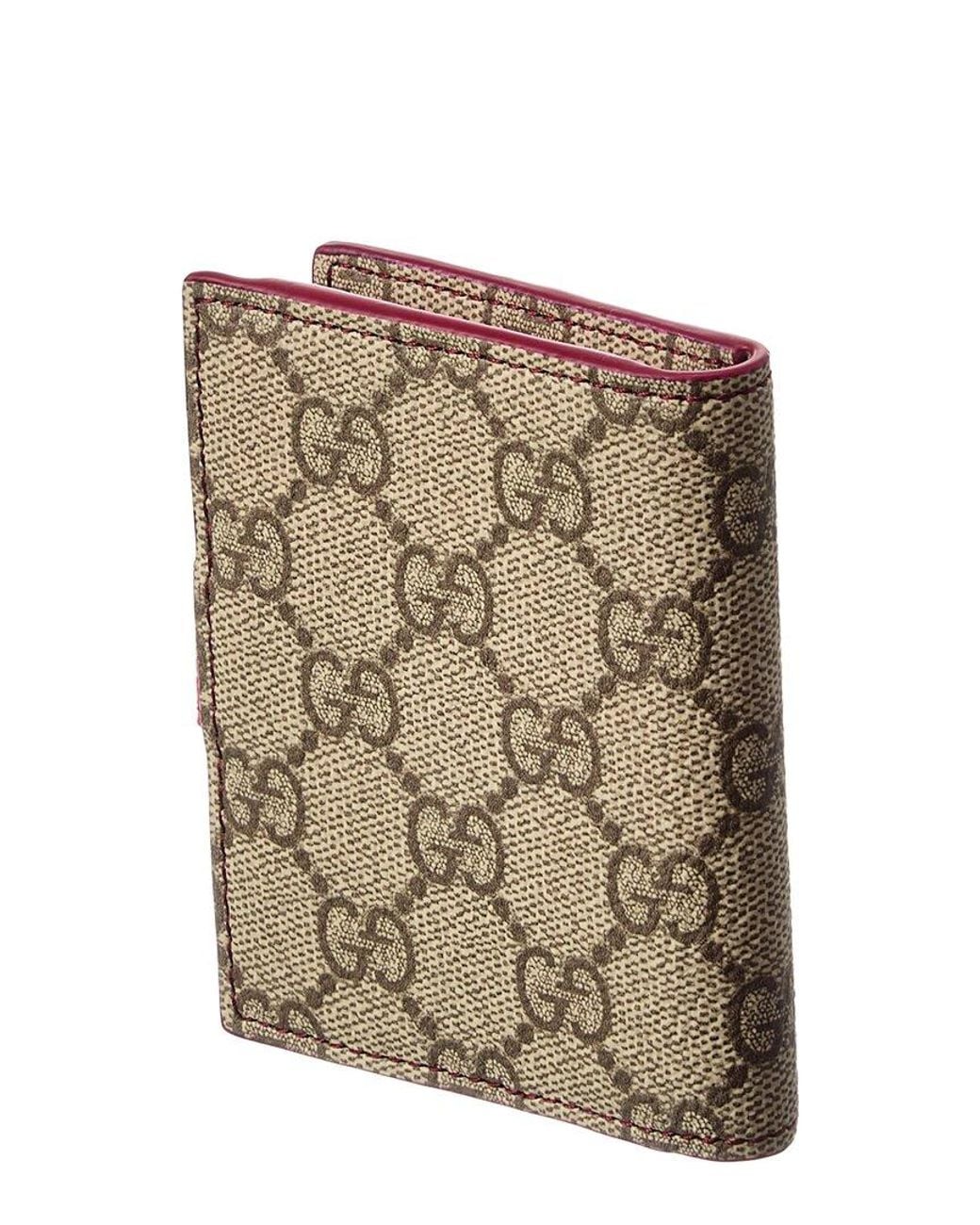 Gucci Pink Floral Gg Supreme Canvas & Leather Card Holder