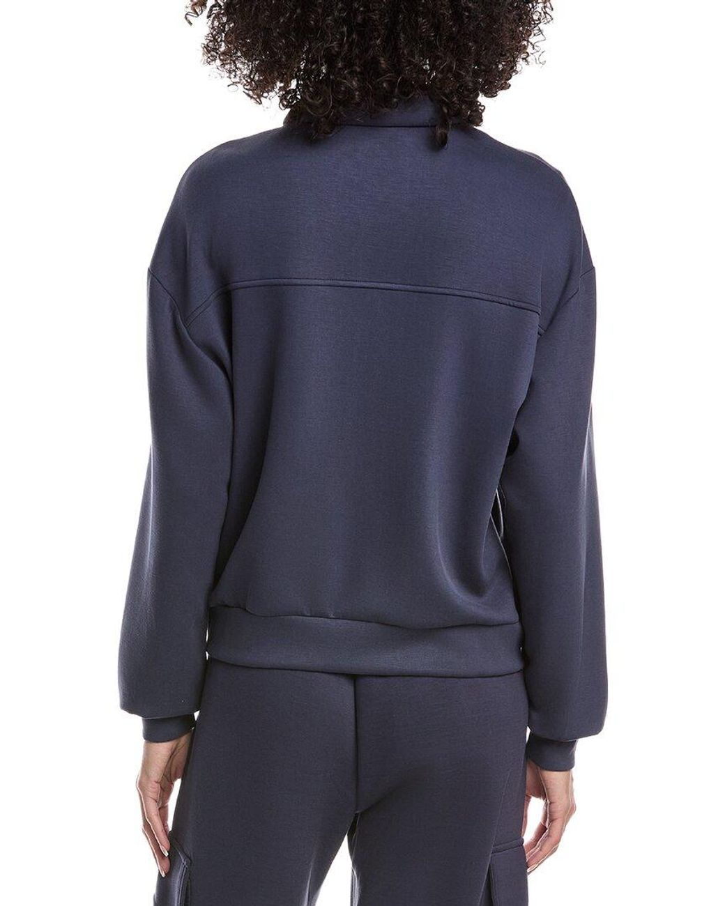 Ariella Blue Ponte Full Snap Zipper Sweatshirt