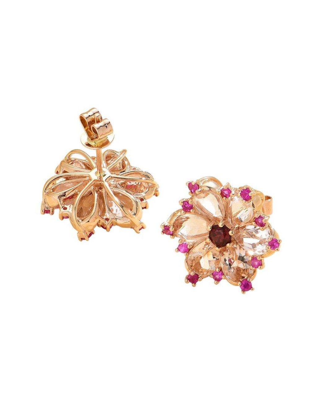 Nina Zhou Jewelry Pink 14k Rose Gold 5.45 Ct. Tw. Gemstone Stud Earrings