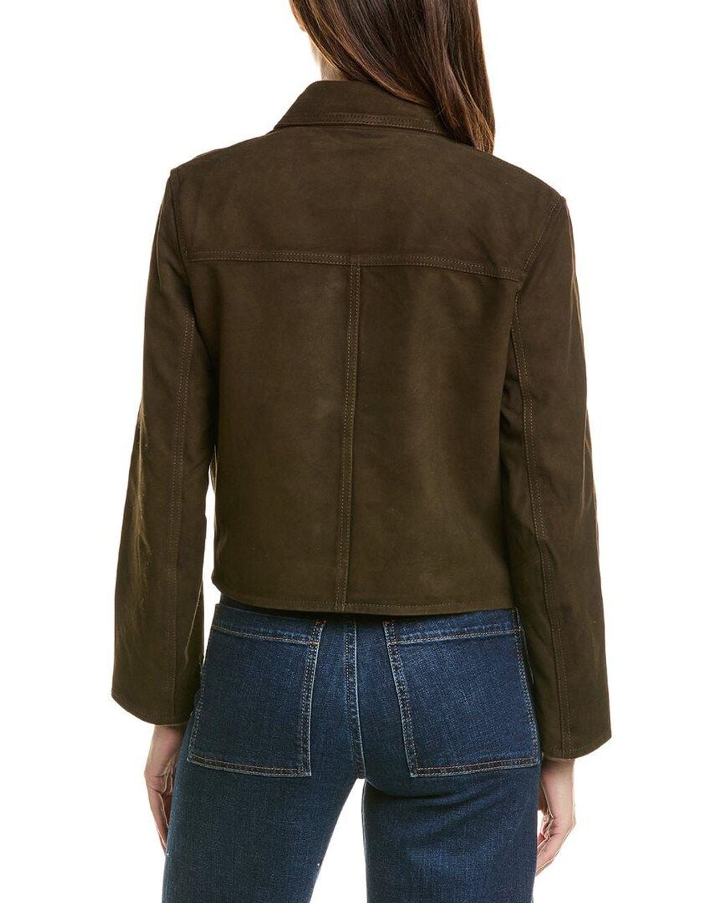 Neiman Marcus Brown Cropped Suede Jacket