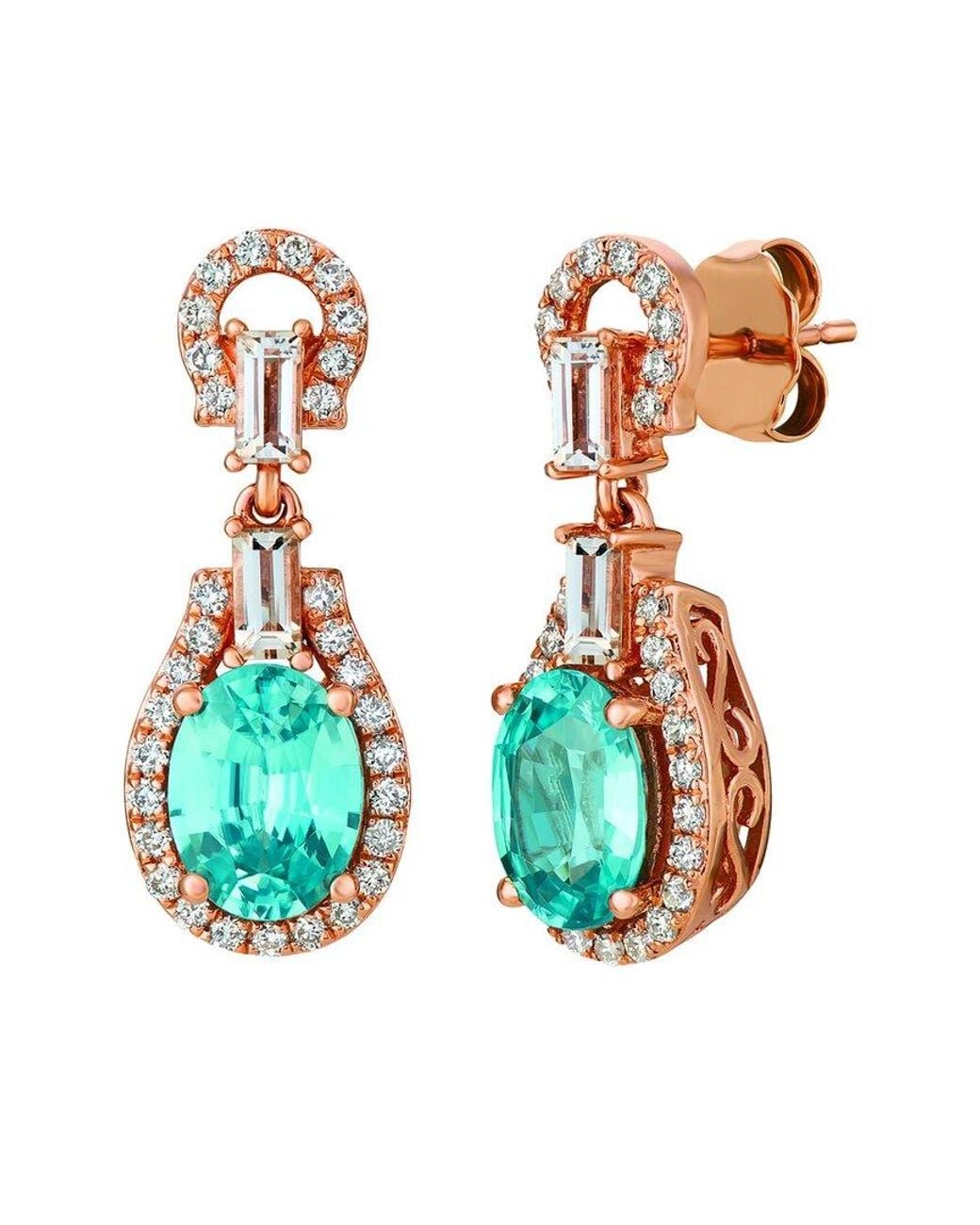 Le Vian White Le Vian Blueberry Zircon 14k Rose Gold 3.37 Ct. Tw. Diamond & Blue Zircon Earrings