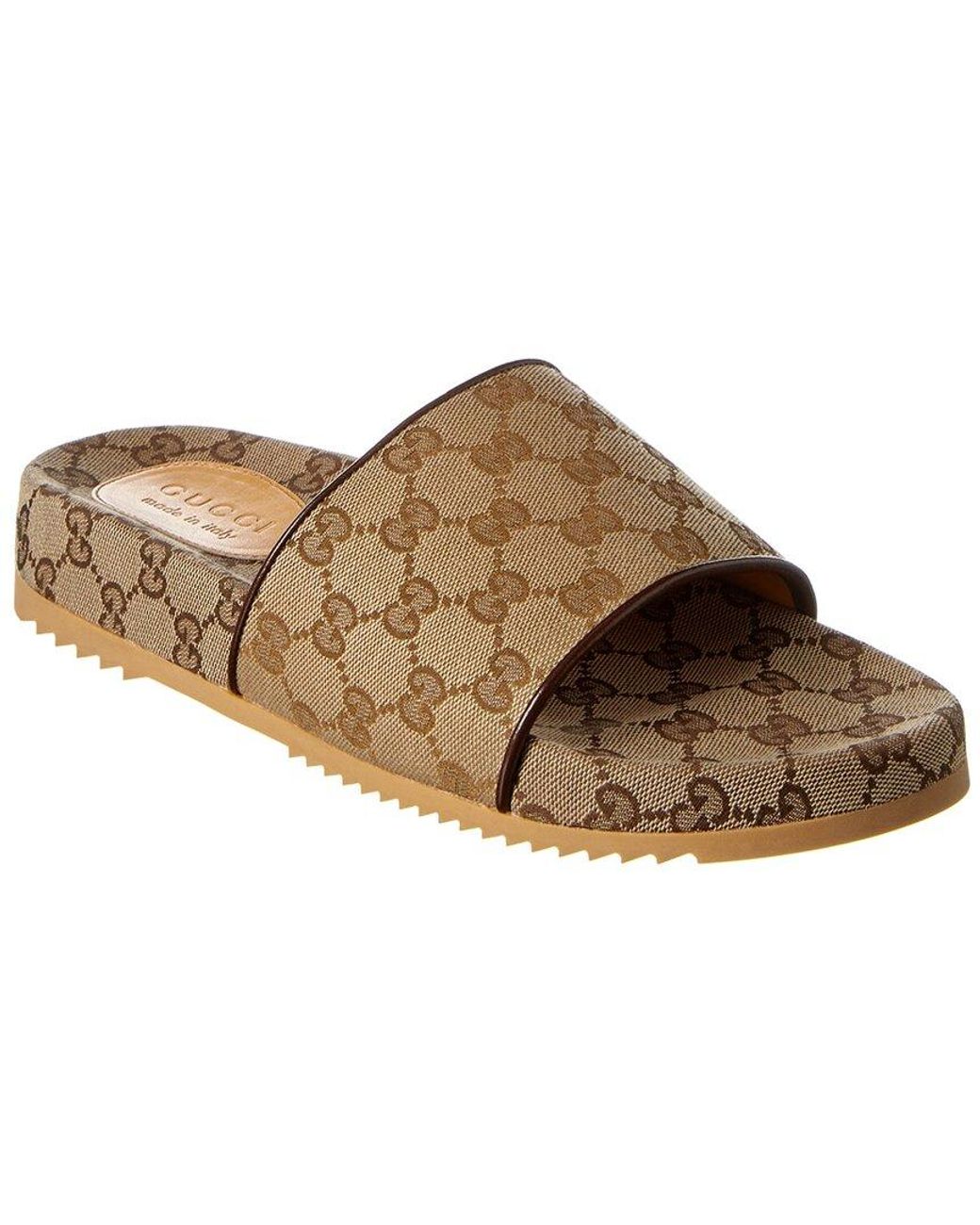Gucci GG Canvas Slide in Brown for Men Lyst