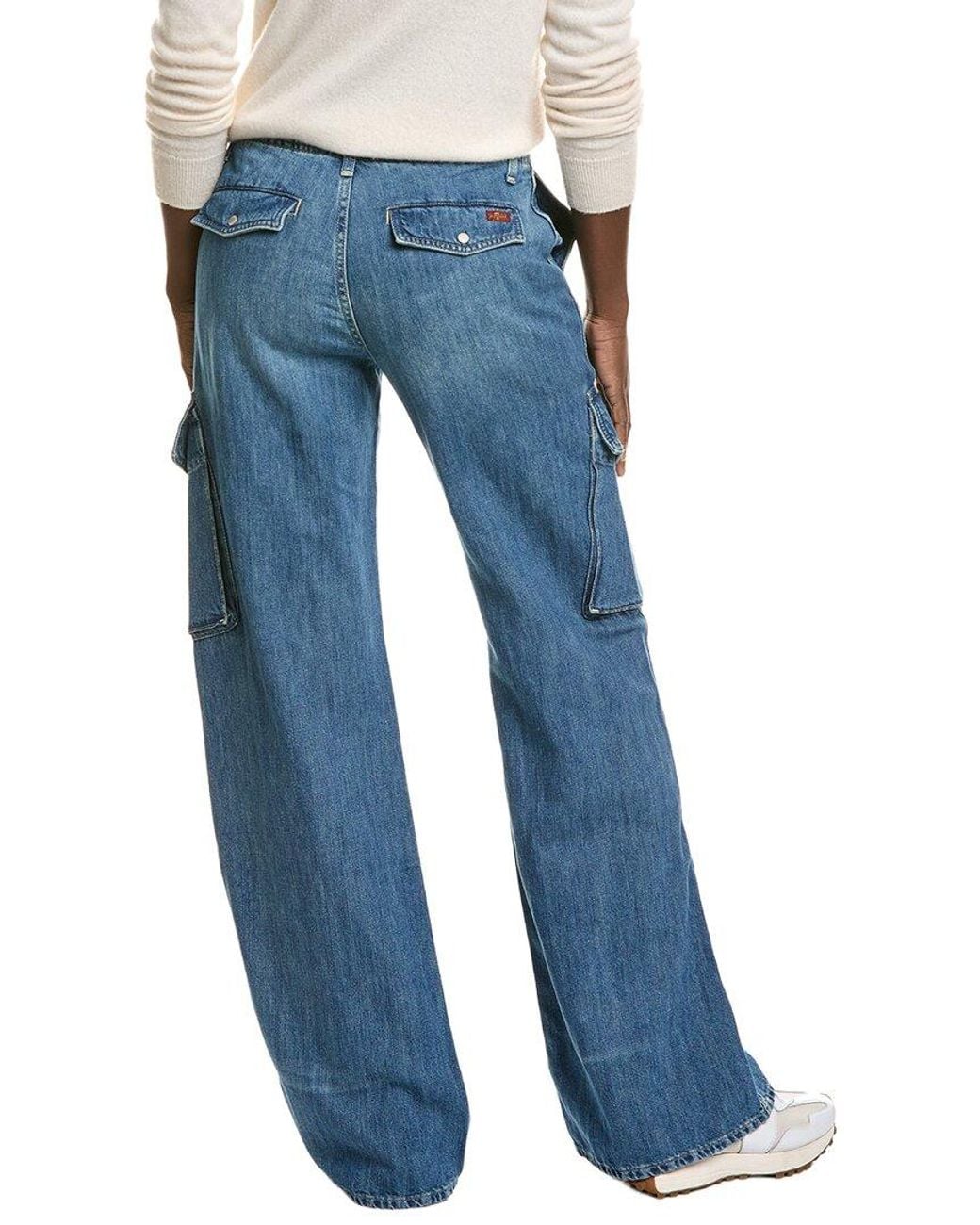 7 For All Mankind Blue Cargo Lotta Linen-Blend Jean