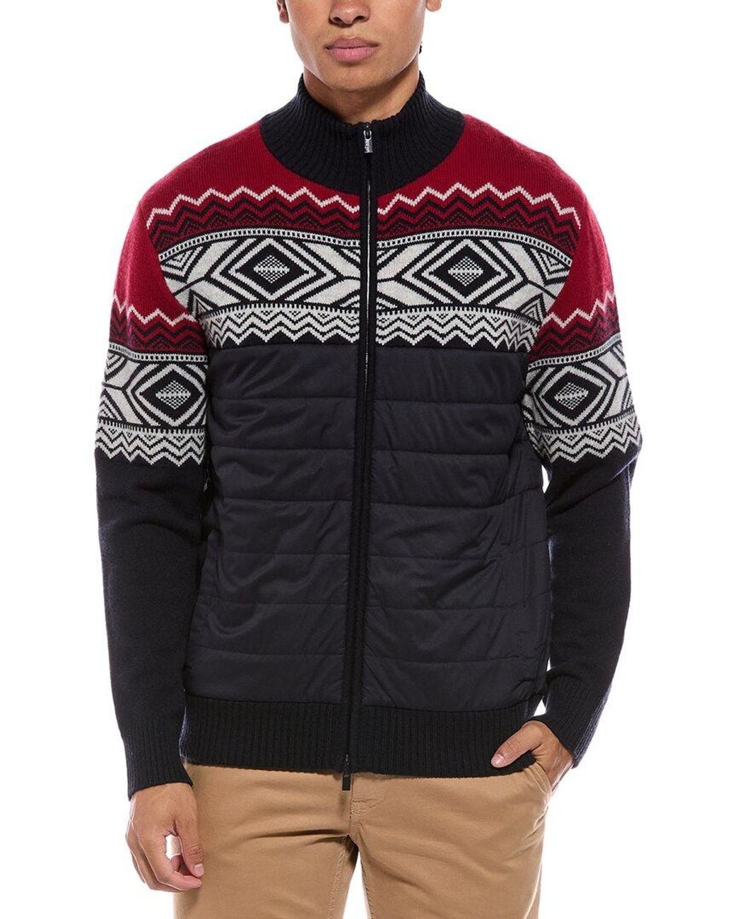 N.Peal Cashmere Black Padded Mock Neck Cashmere Jacket for men