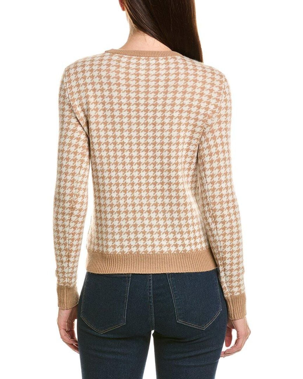 Bruno Magli Multicolor Houndstooth Crewneck Wool & Cashmere-Blend Sweater