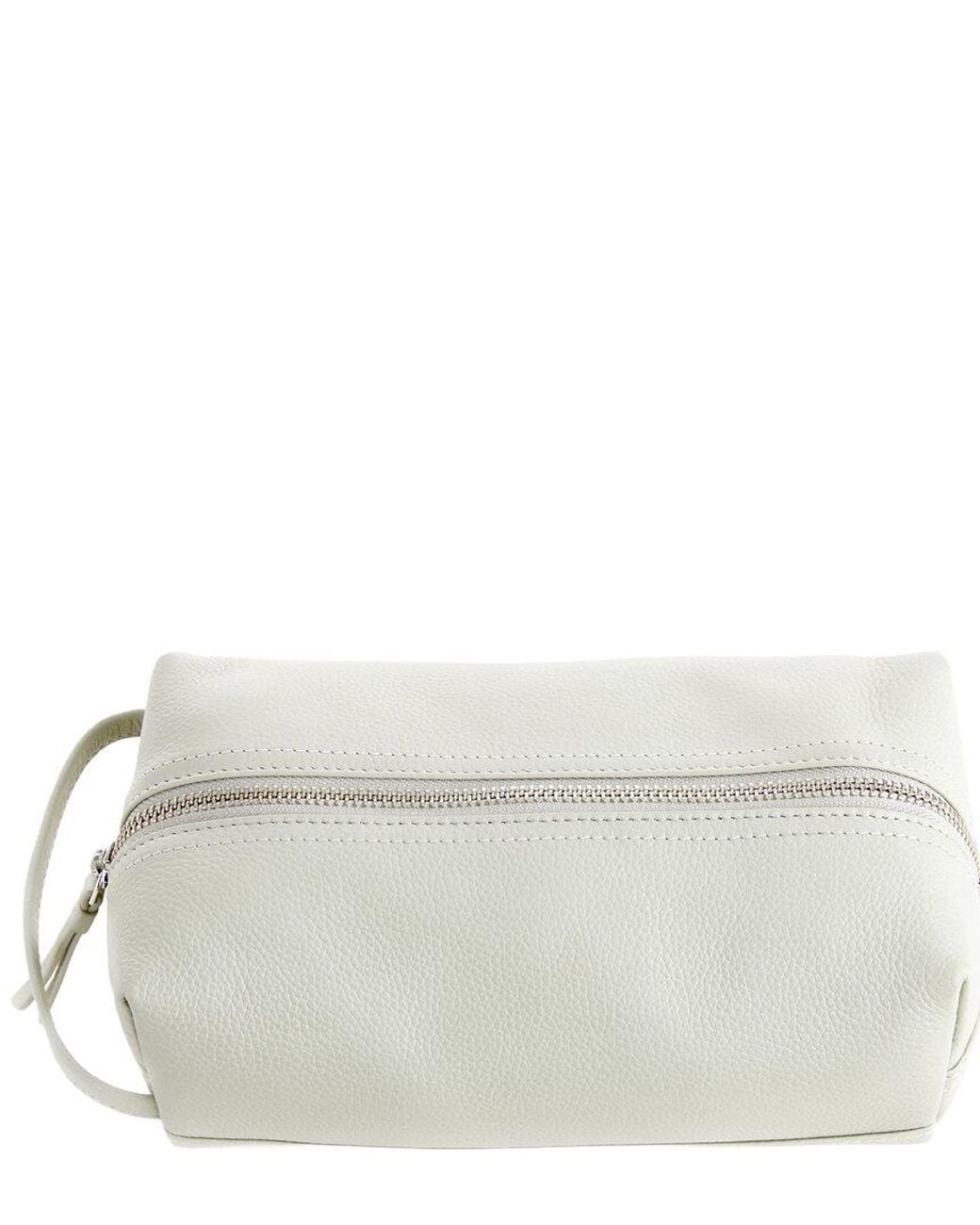 ROYCE New York Gray New York Leather Compact Cosmetic Travel Bag