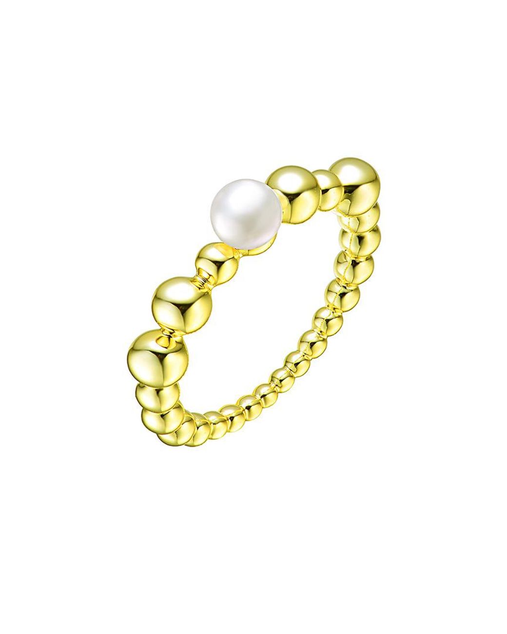 Rachel Glauber Metallic 18k Over Silver 4.5mm Freshwater Pearl Ring