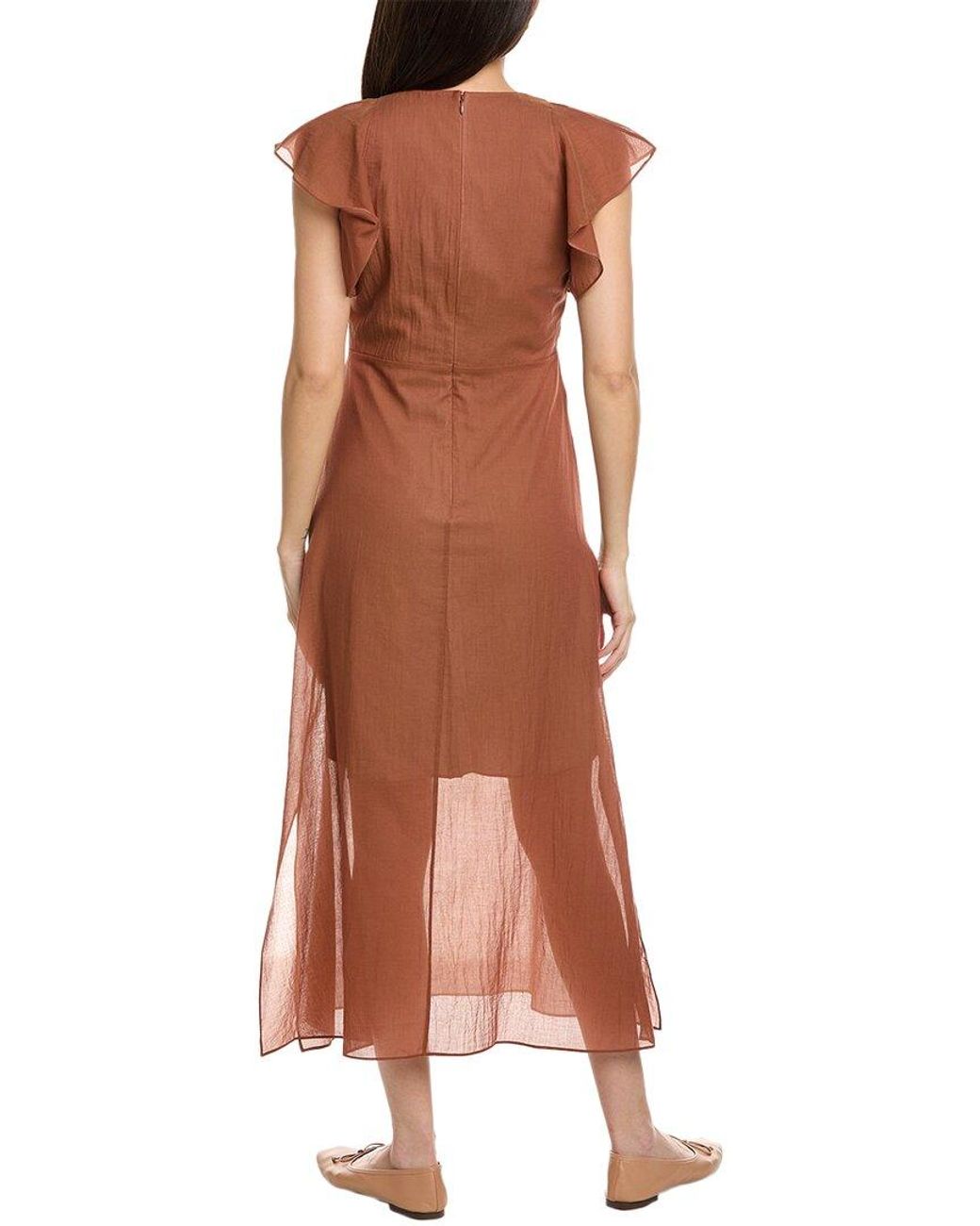 Theory Brown Flutter Midi Dress