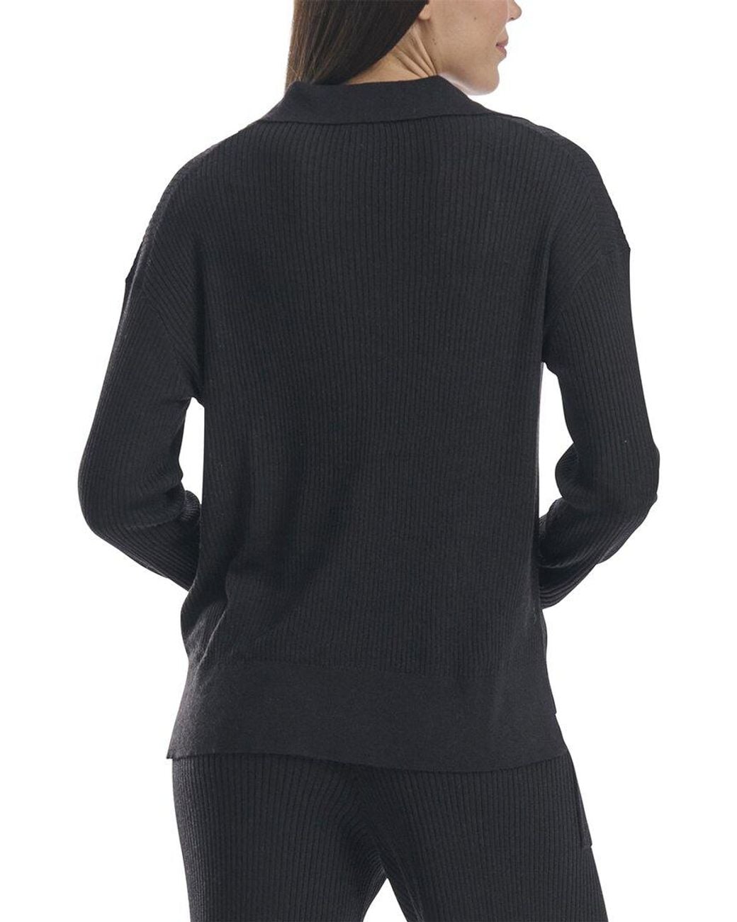 Splendid Black Rib Knit Polo Shirt
