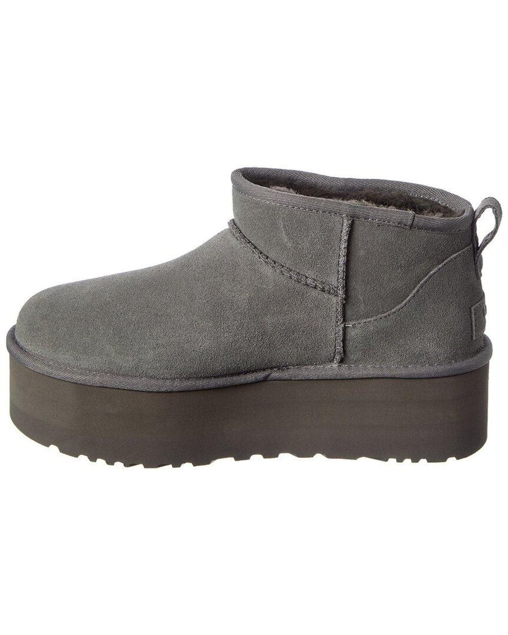 Ugg Gray Classic Ultra Mini Platform Suede Boot