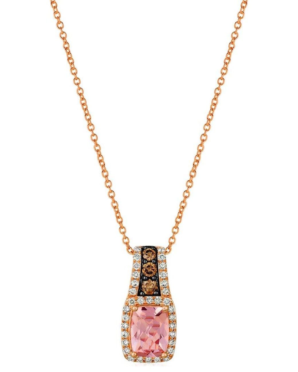 Le Vian Metallic Le Vian Peach Morganite 14K Rose 1.48 Ct. Tw. Diamond & Morganite Pendant Necklace