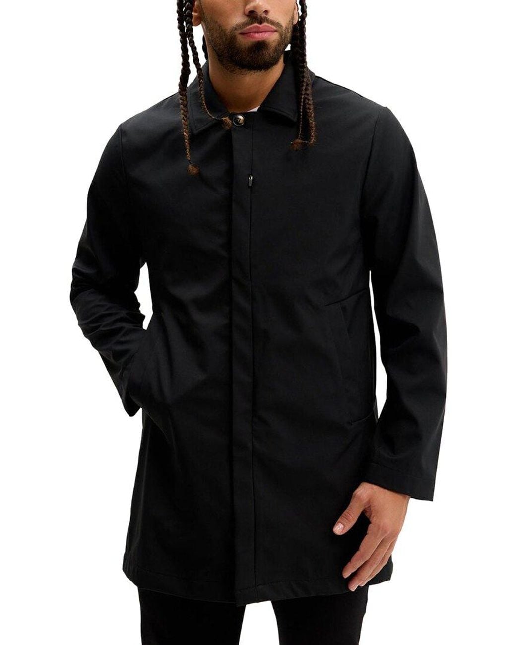 Ron Tomson Black Raincoat for men
