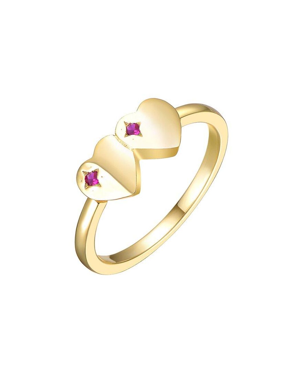 Rachel Glauber Metallic 14K Plated Cz Heart Ring