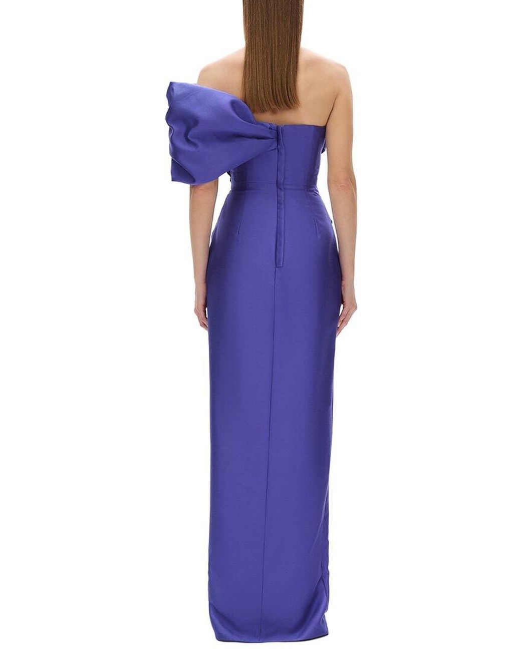 Rachel Gilbert Purple Marlo Fitted Wool & Silk-Blend Gown